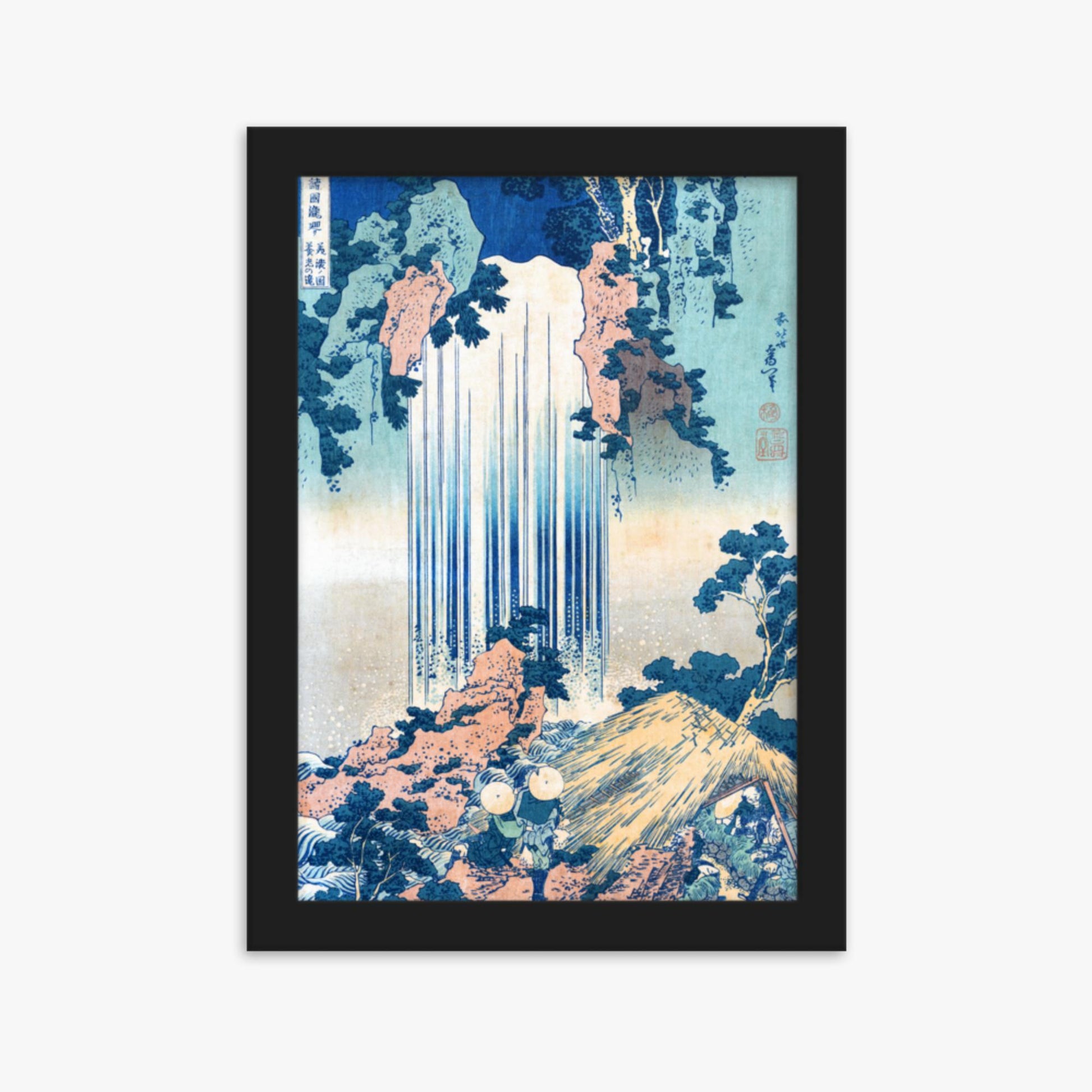 Katsushika Hokusai: Yoro Waterfall in Mino Province - 21x30 cm Poster With Black Frame