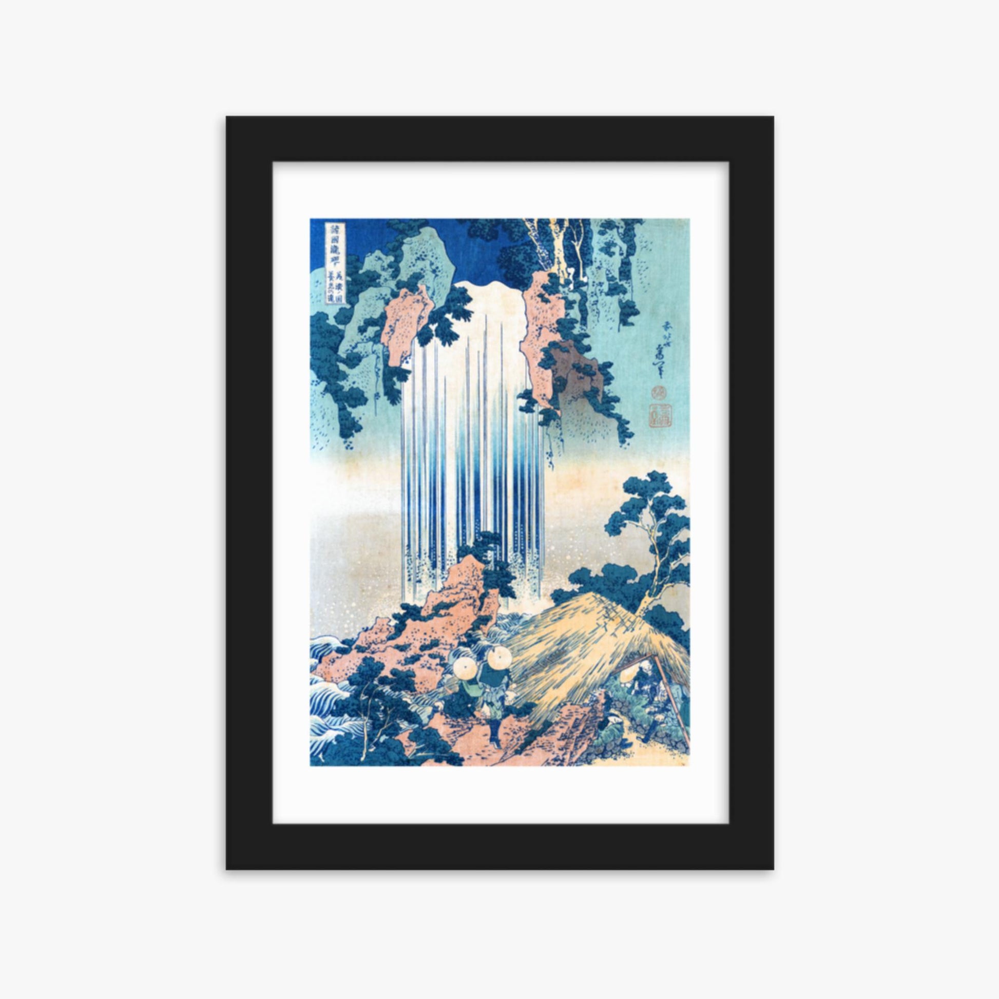 Katsushika Hokusai: Yoro Waterfall in Mino Province - 21x30 cm Poster With Black Frame