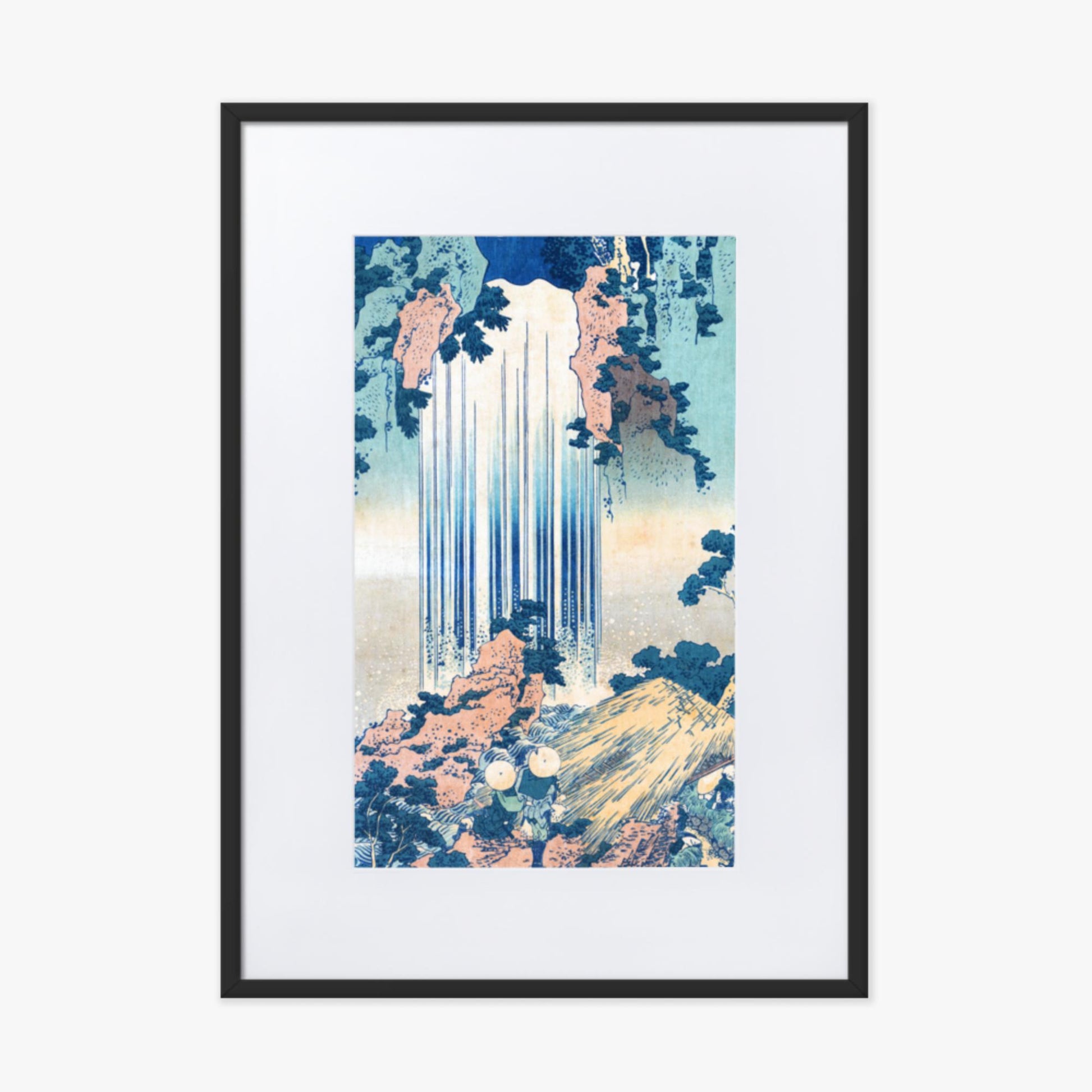 Katsushika Hokusai: Yoro Waterfall in Mino Province - 50x70 cm Poster With Black Frame