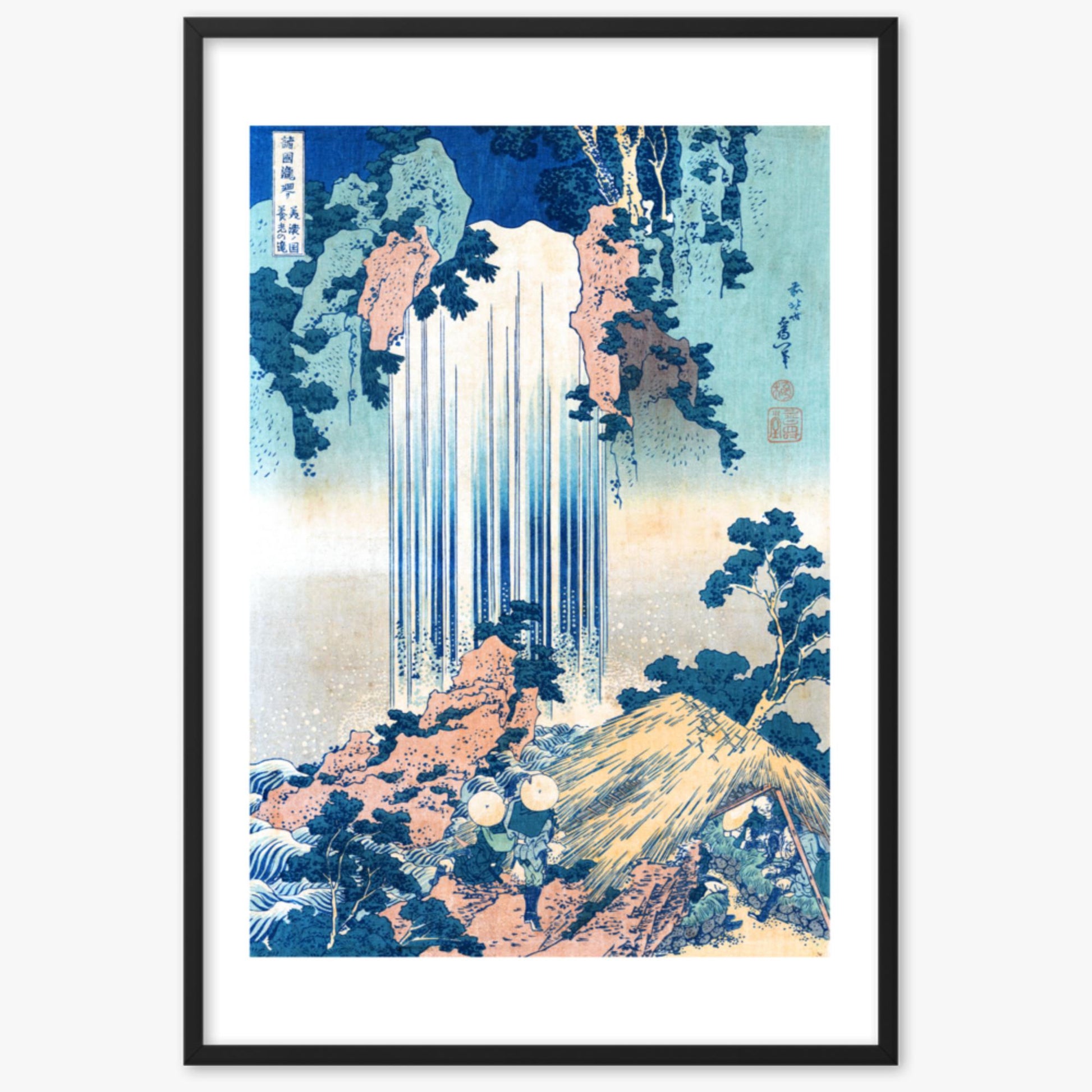 Katsushika Hokusai: Yoro Waterfall in Mino Province - 61x91 cm Poster With Black Frame