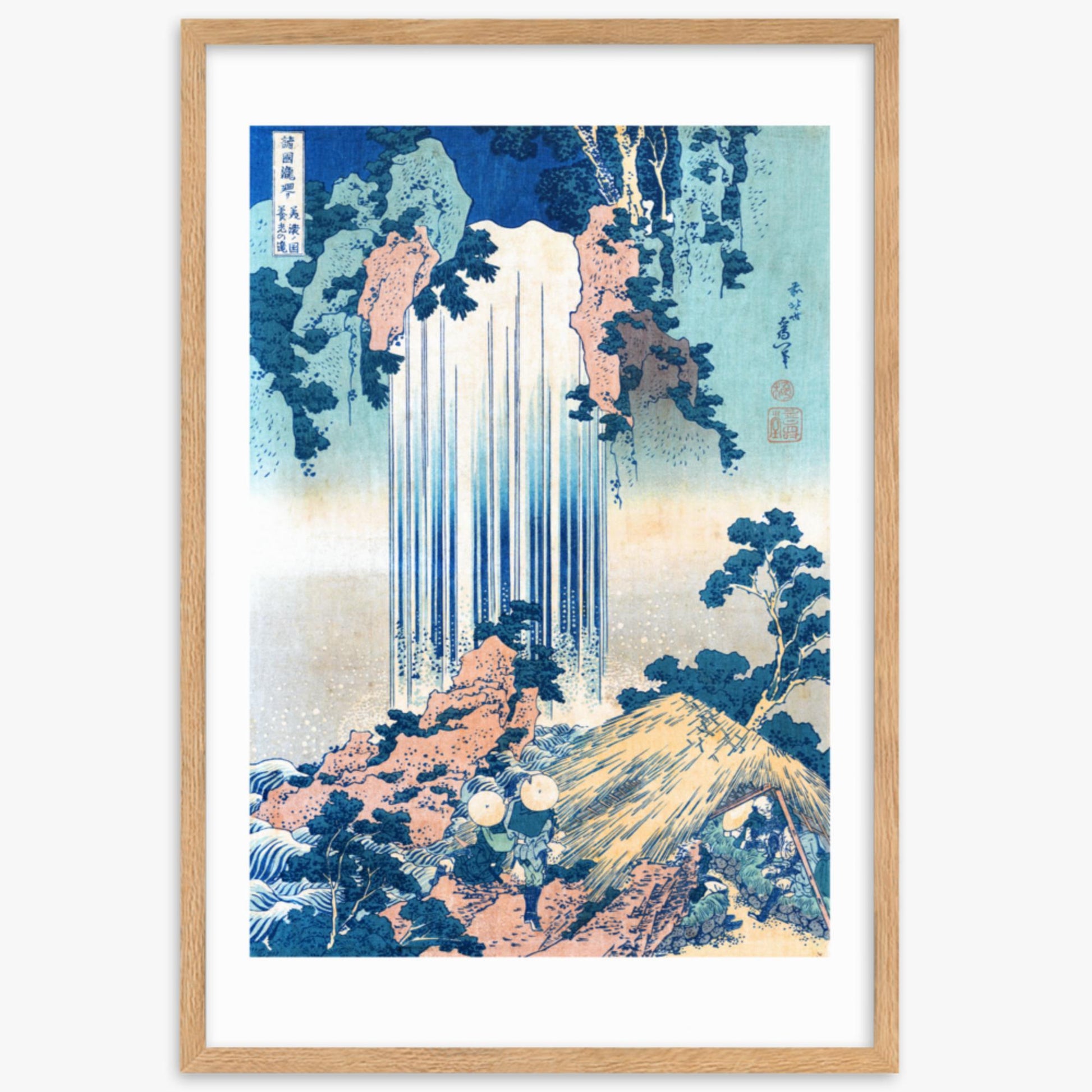 Katsushika Hokusai: Yoro Waterfall in Mino Province - 61x91 cm Poster With Oak Frame