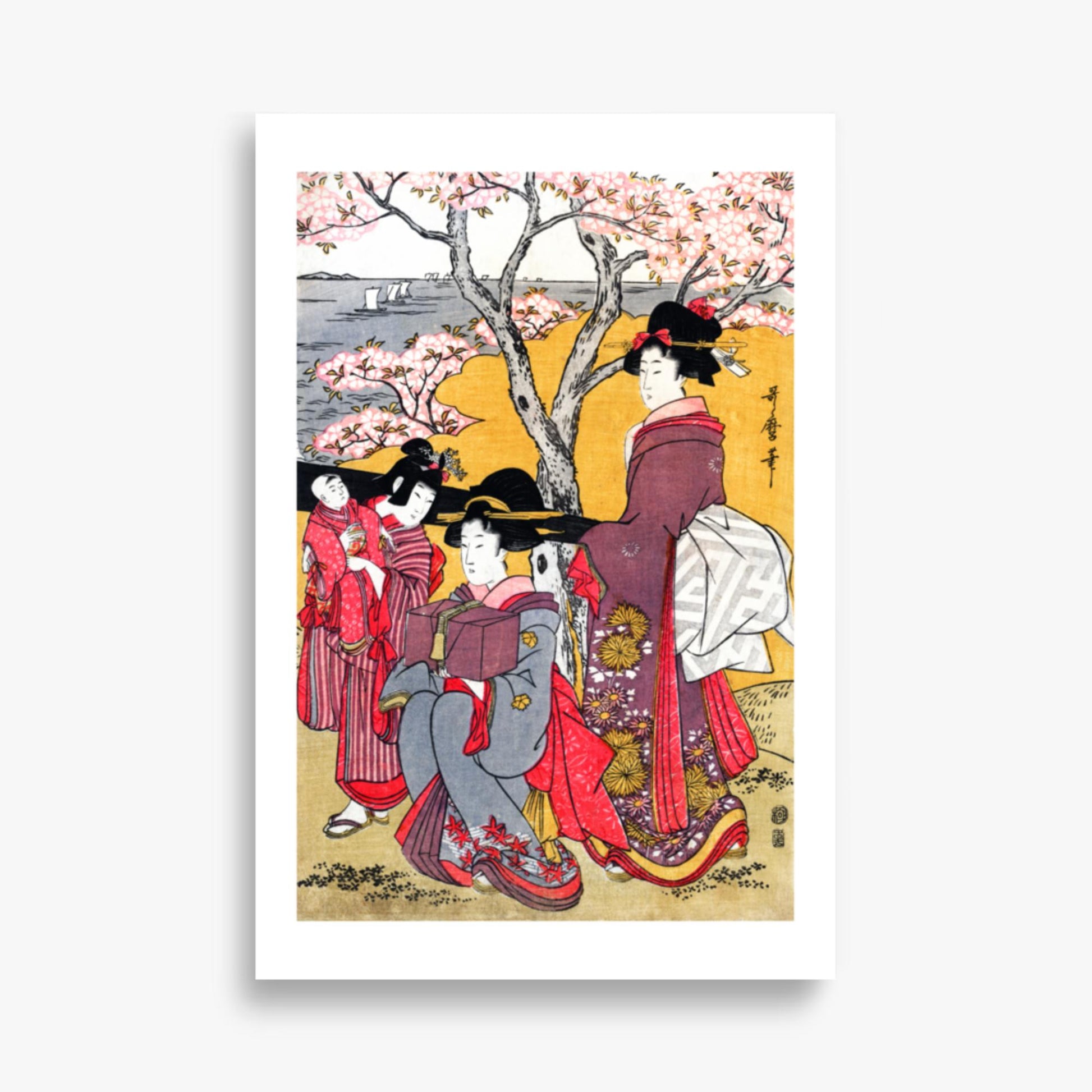 Kitagawa Utamaro - Cherry-viewing at Gotenyama 61x91 cm Poster