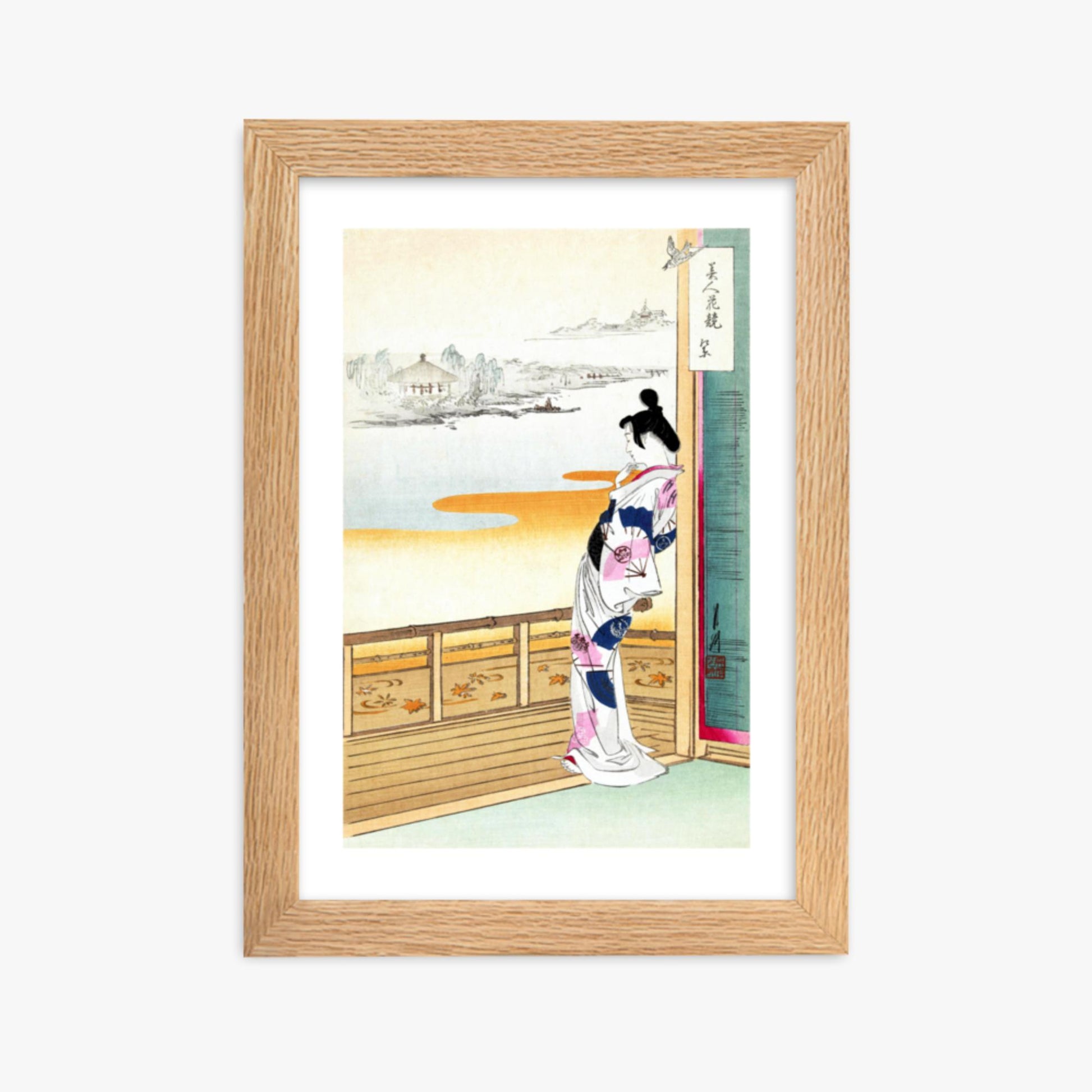 Ogata Gekko - The Call of the Cuckoo 21x30 cm Poster With Oak Frame