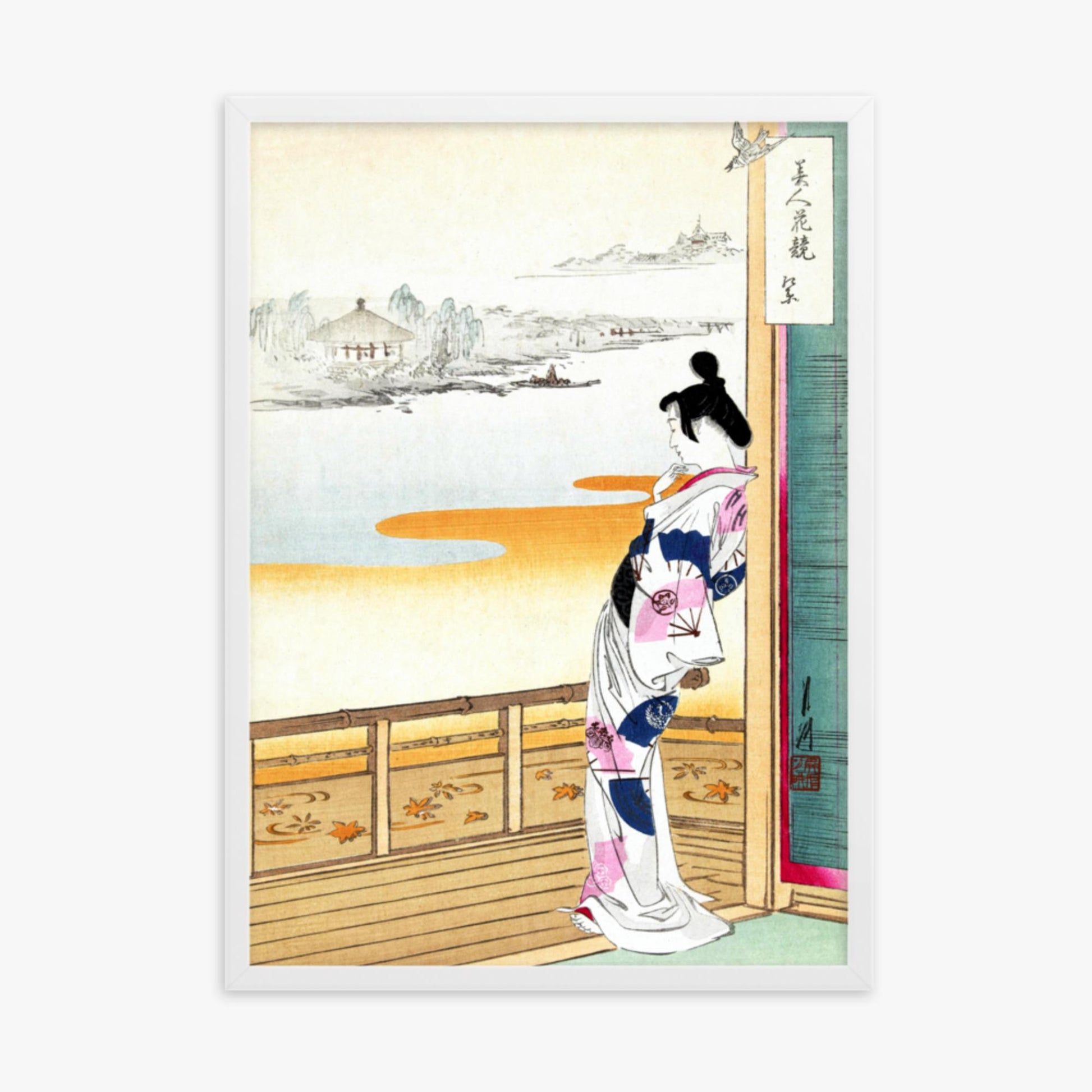 Ogata Gekko - The Call of the Cuckoo 50x70 cm Poster With White Frame