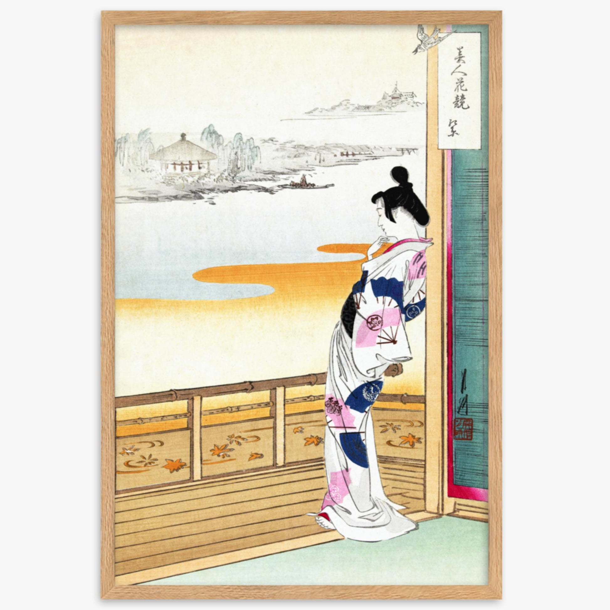 Ogata Gekko - The Call of the Cuckoo 61x91 cm Poster With Oak Frame