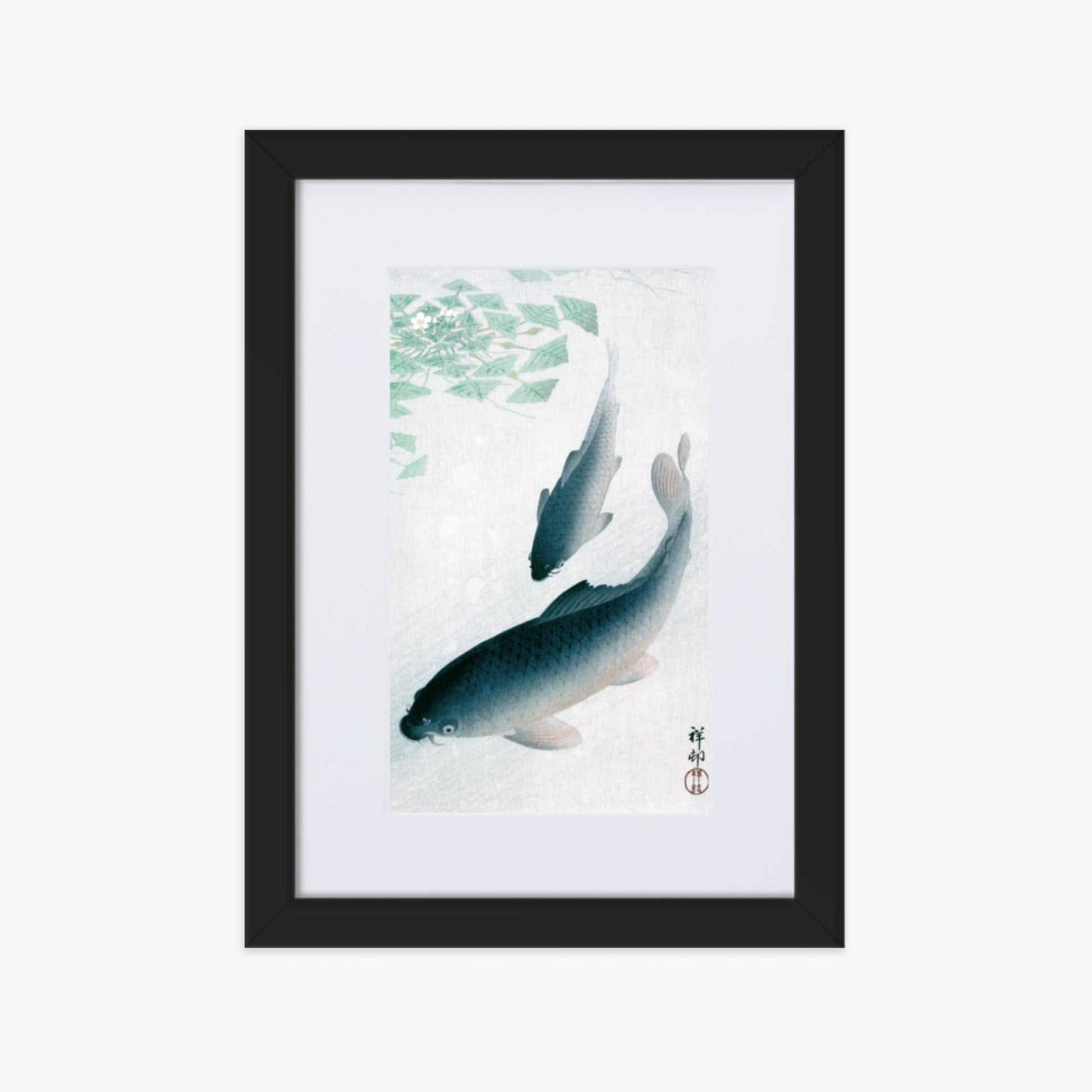 Ohara Koson - Carp or Koi 21x30 cm Poster With Black Frame