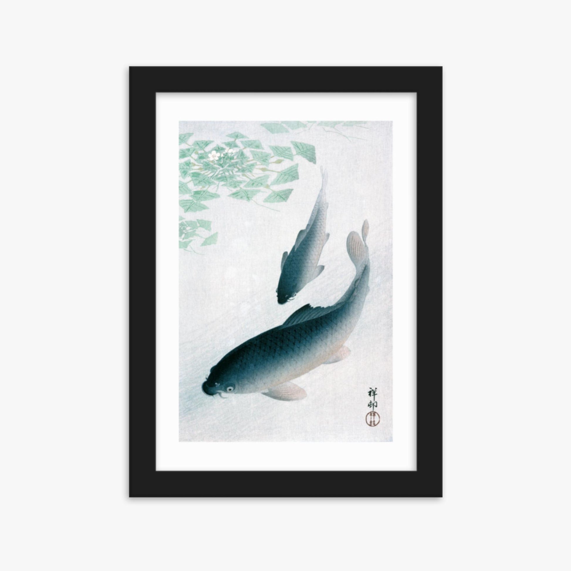 Ohara Koson - Carp or Koi 21x30 cm Poster With Black Frame