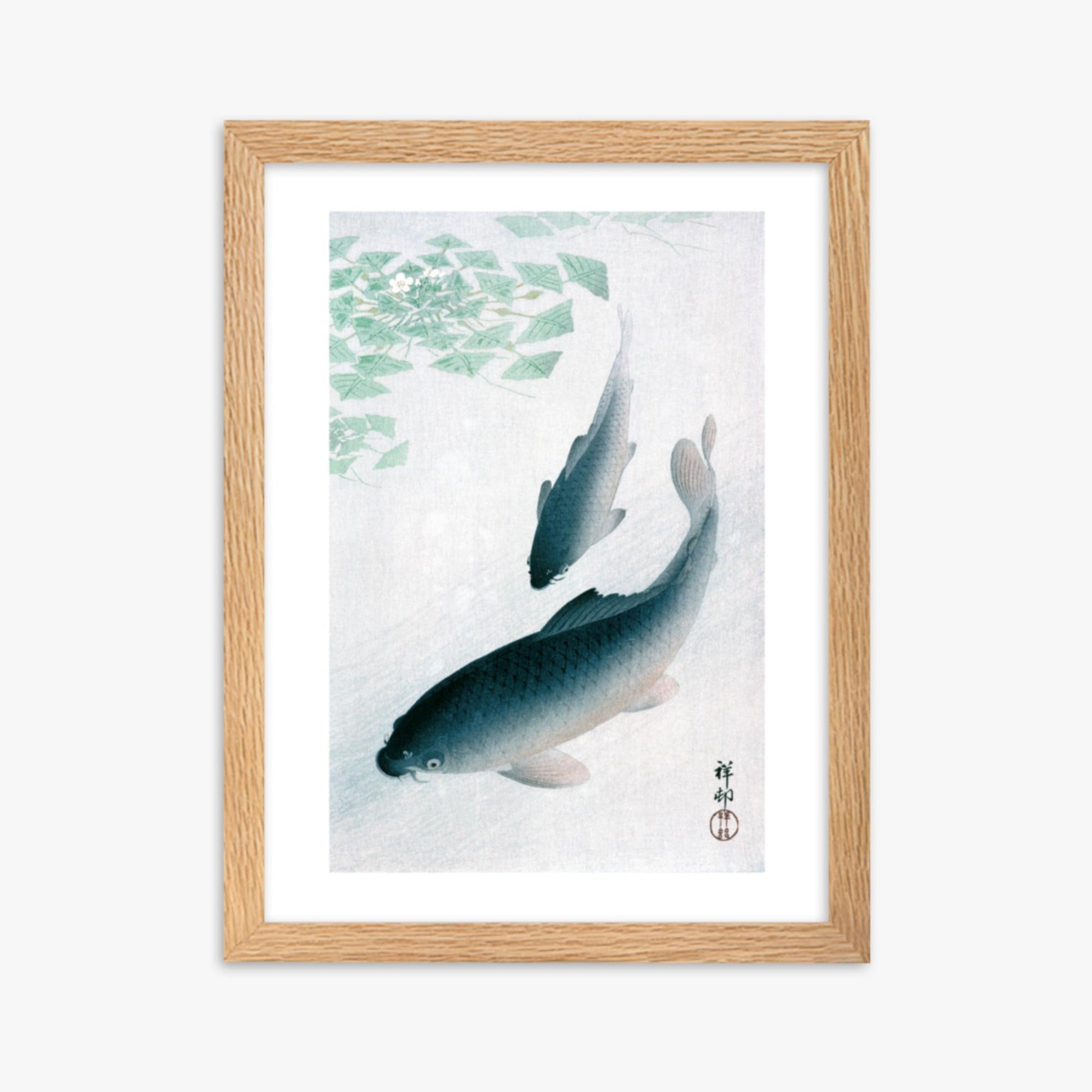 Ohara Koson - Carp or Koi 30x40 cm Poster With Oak Frame