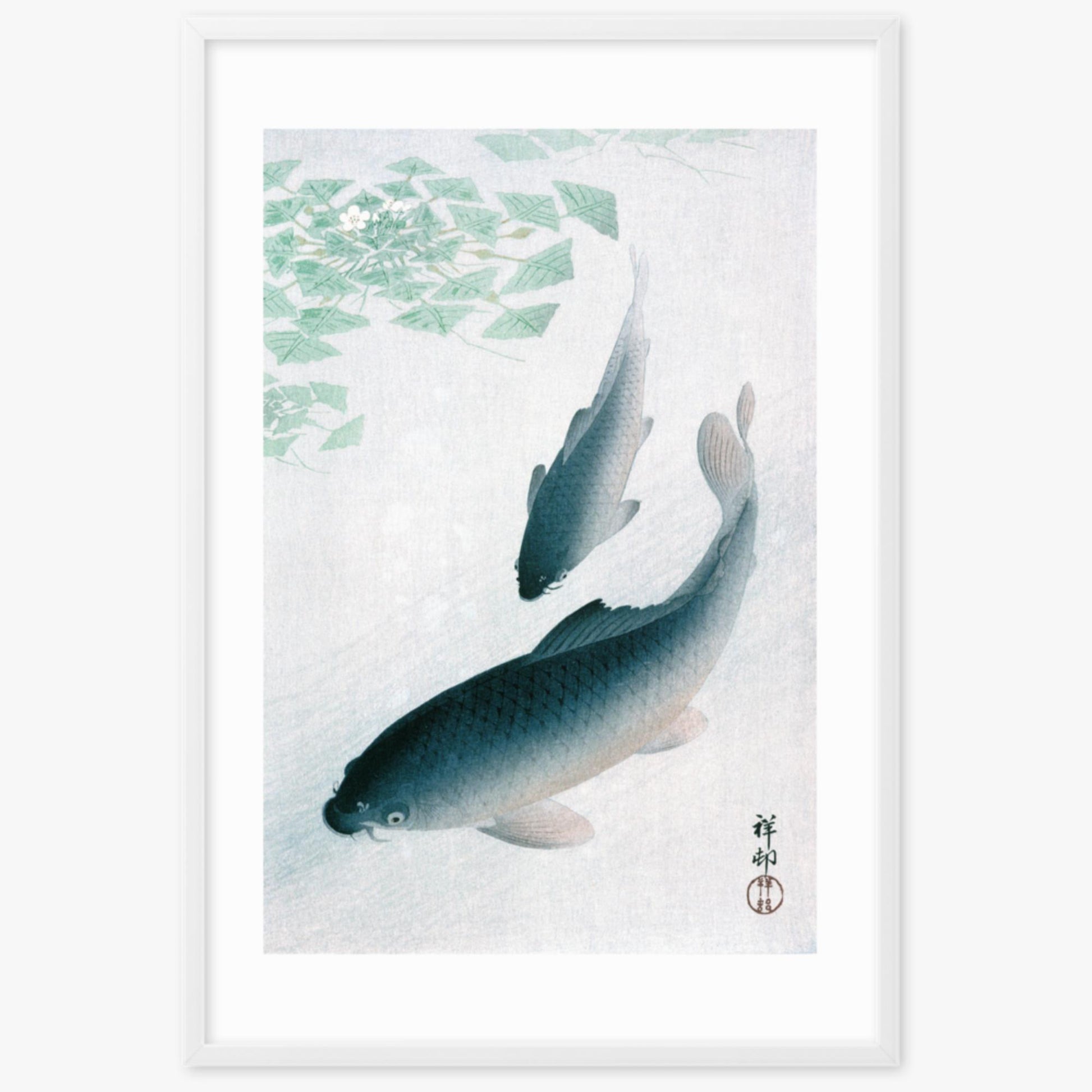 Ohara Koson - Carp or Koi 61x91 cm Poster With White Frame