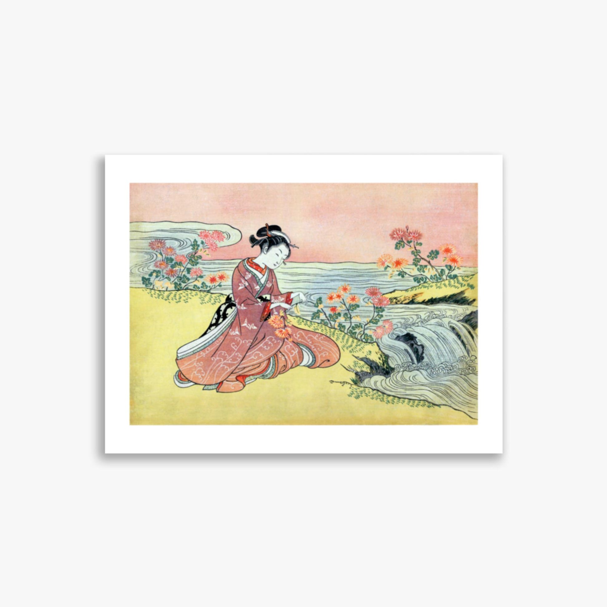 Suzuki Harunobu - Woman Picking Chrysanthemum 30x40 cm Poster