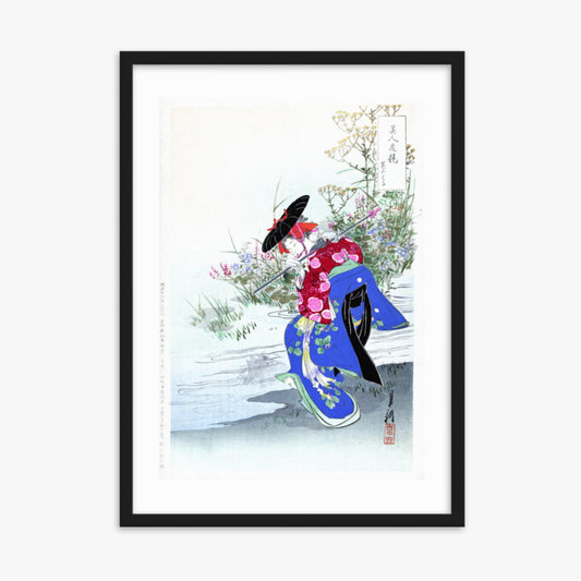 Ogata Gekko - The Fox Spirit 50x70 cm Poster With Black Frame