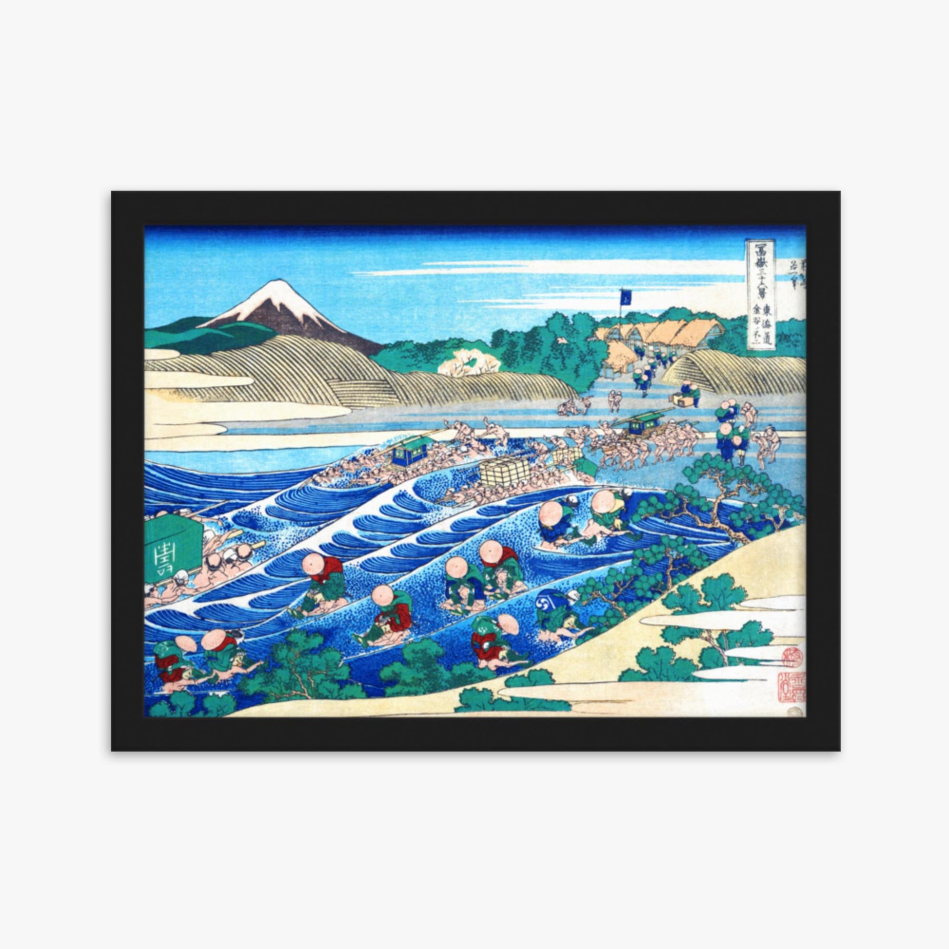 Katsushika Hokusai - Fuji Seen from Kanaya on the Tōkaidō 30x40 cm Poster With Black Frame