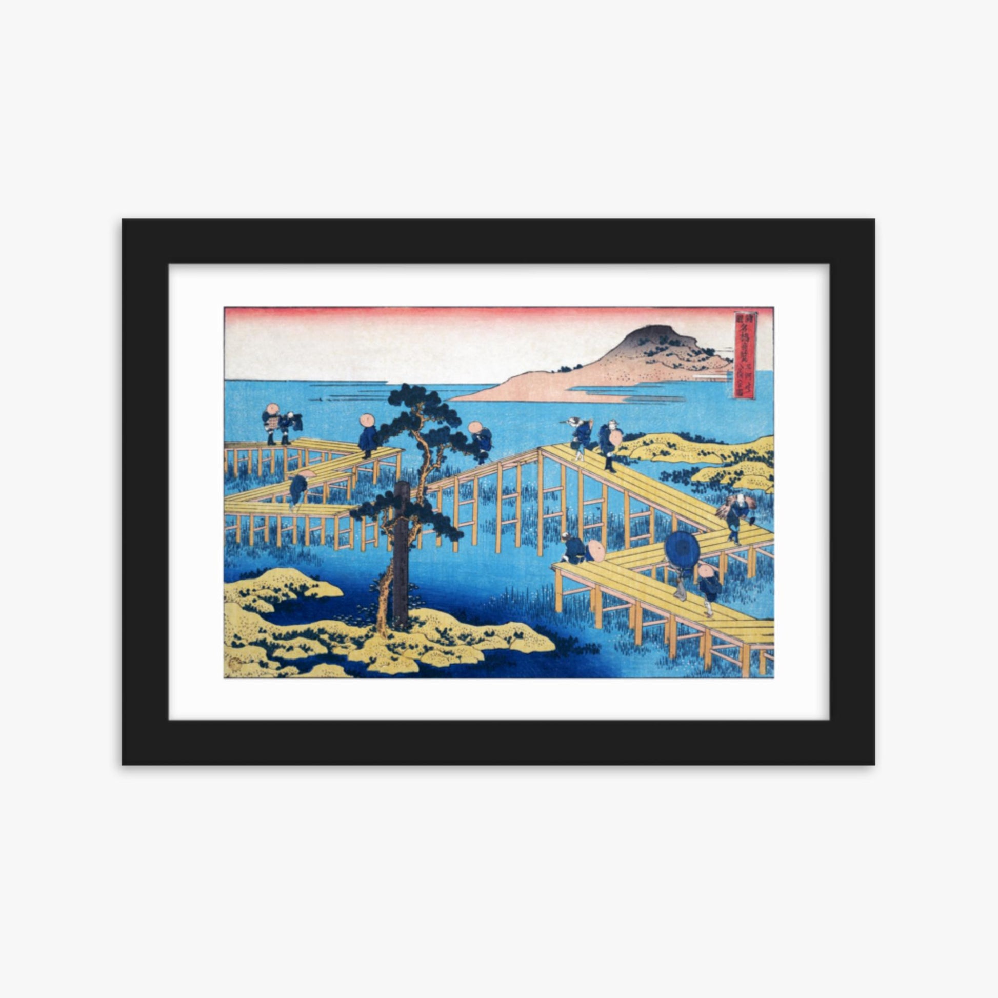 Katsushika Hokusai - Ancient View of Yatsuhashi in Mikawa Province 21x30 cm Poster With Black Frame