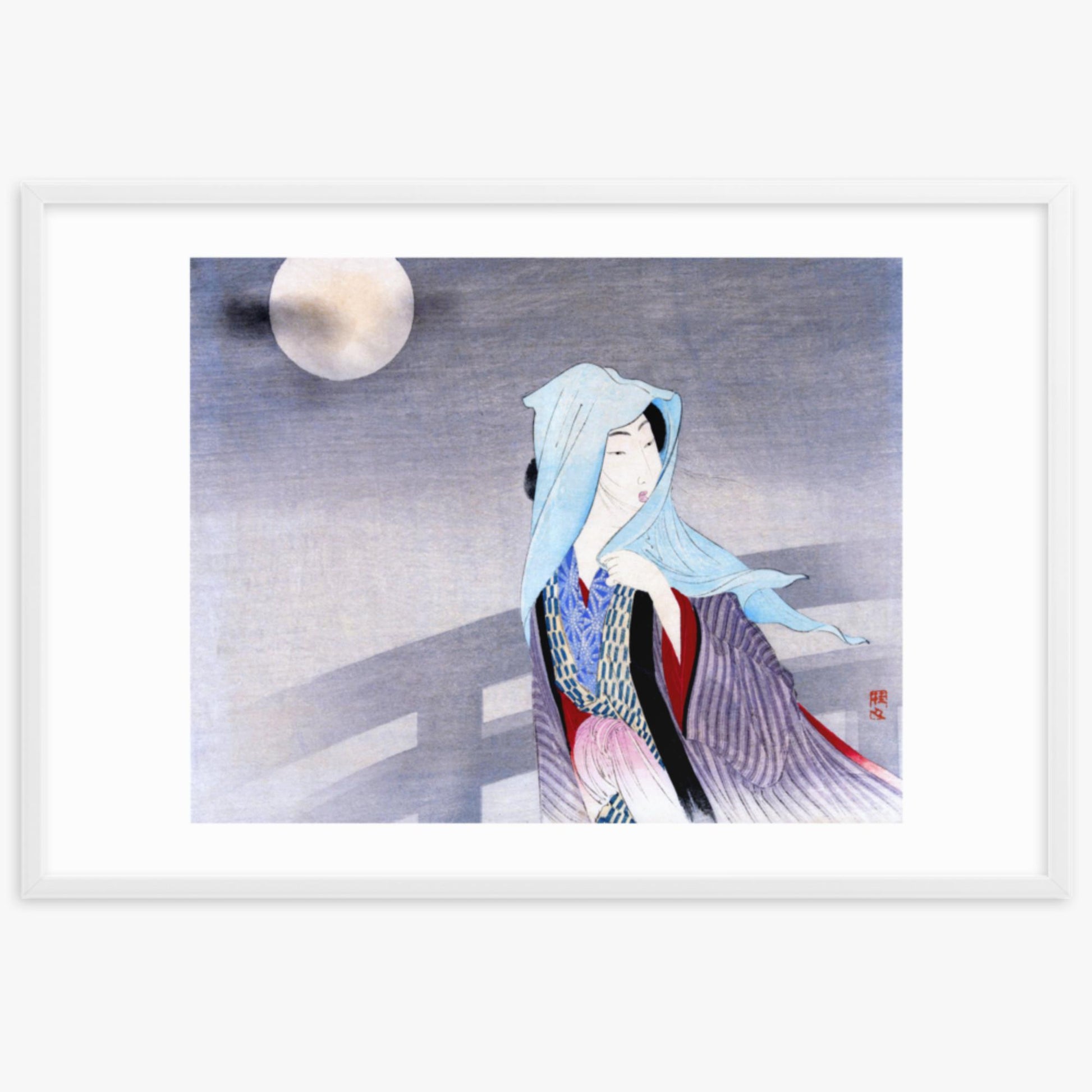 Takeuchi Keishu - Full Moon 61x91 cm Poster With White Frame