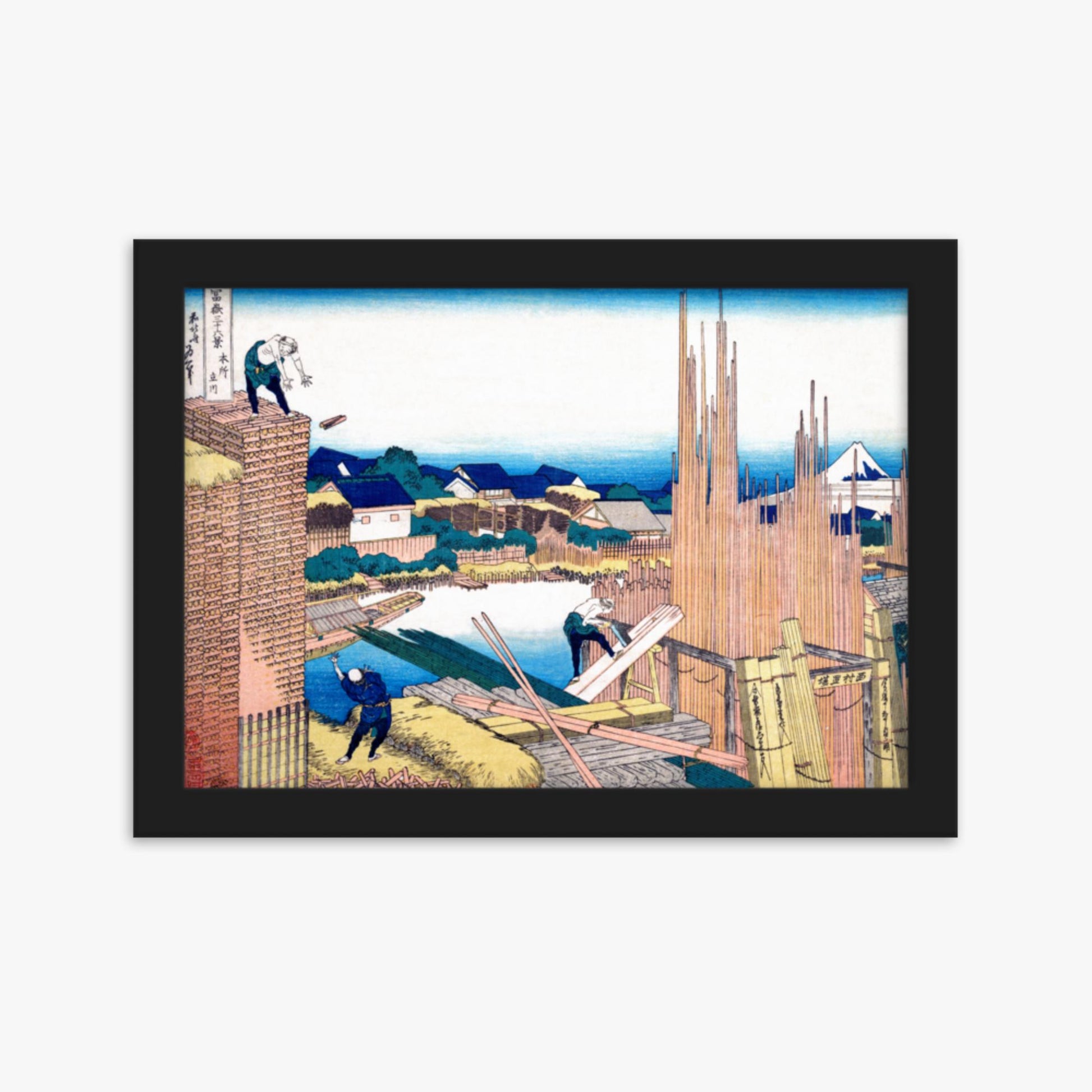 Katsushika Hokusai - Tatekawa in Honjō 21x30 cm Poster With Black Frame