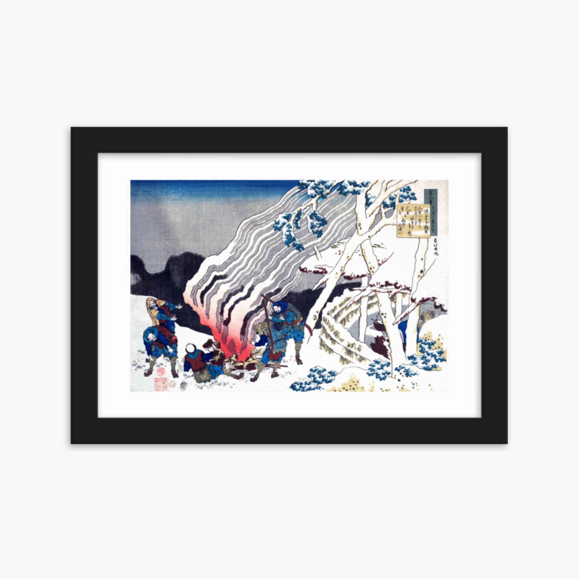 Katsushika Hokusai - Poem by Minamoto no Muneyuki Ason 21x30 cm Poster With Black Frame