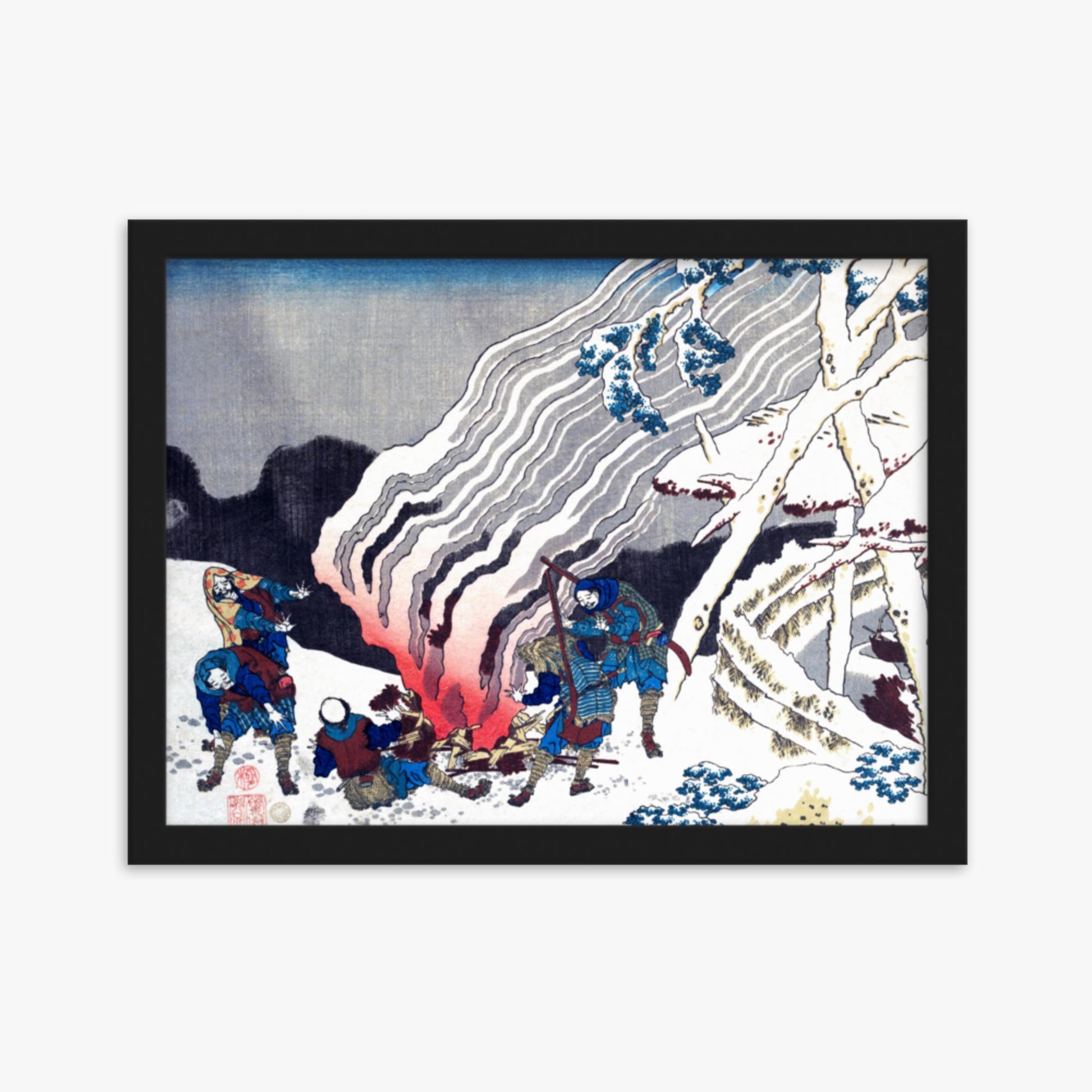 Katsushika Hokusai - Poem by Minamoto no Muneyuki Ason 30x40 cm Poster With Black Frame