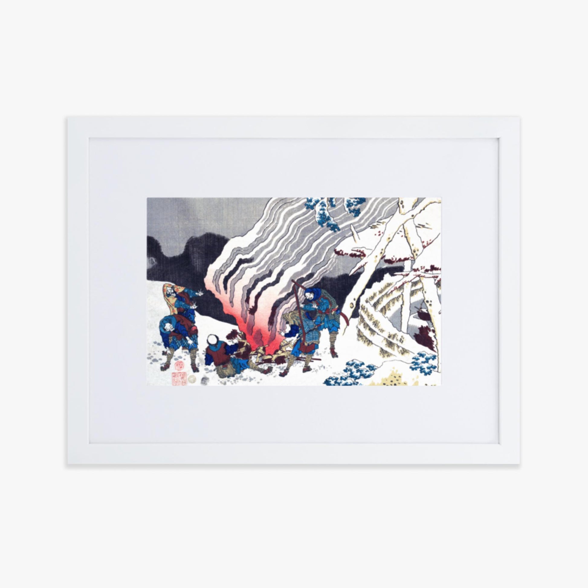 Katsushika Hokusai - Poem by Minamoto no Muneyuki Ason 30x40 cm Poster With White Frame