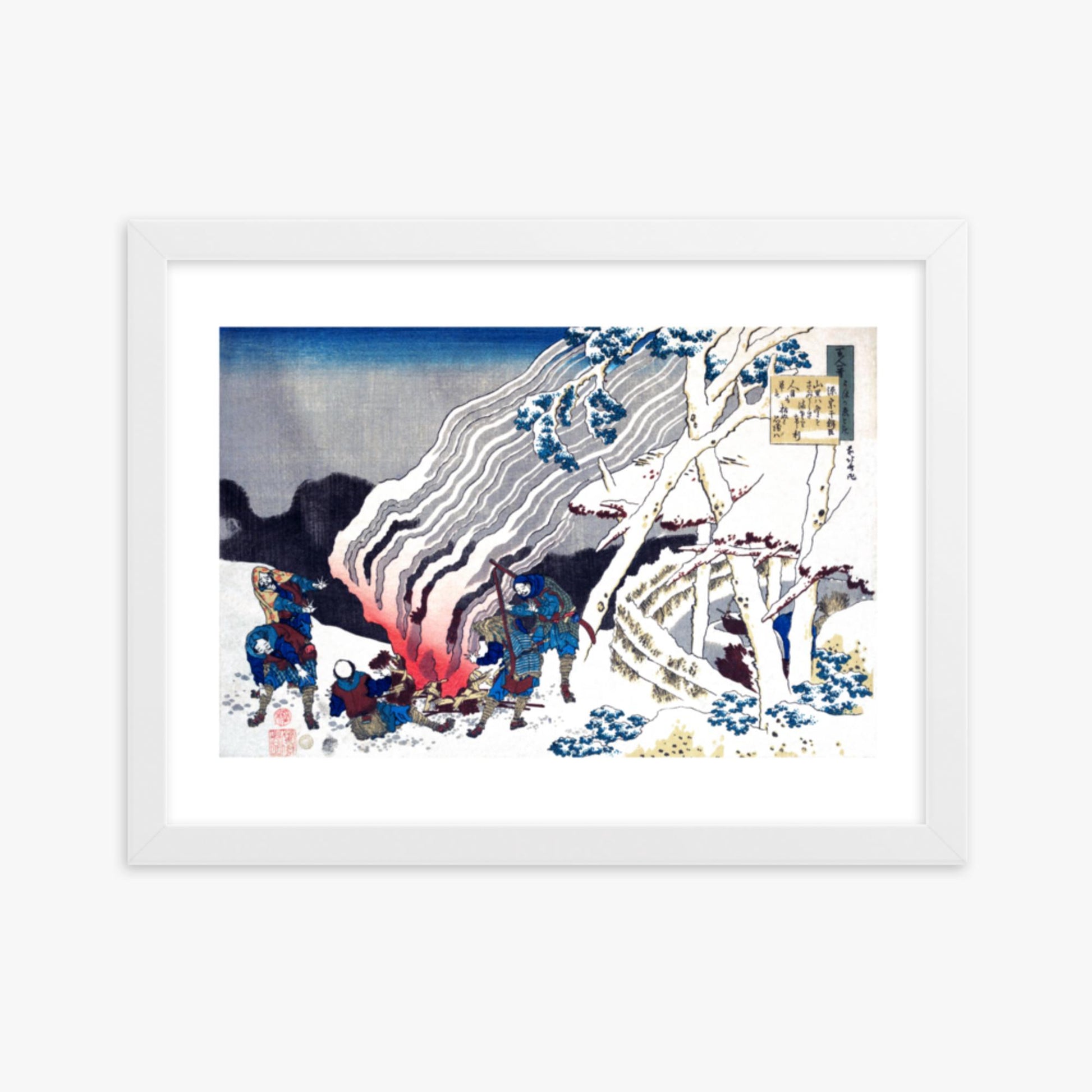 Katsushika Hokusai - Poem by Minamoto no Muneyuki Ason 30x40 cm Poster With White Frame