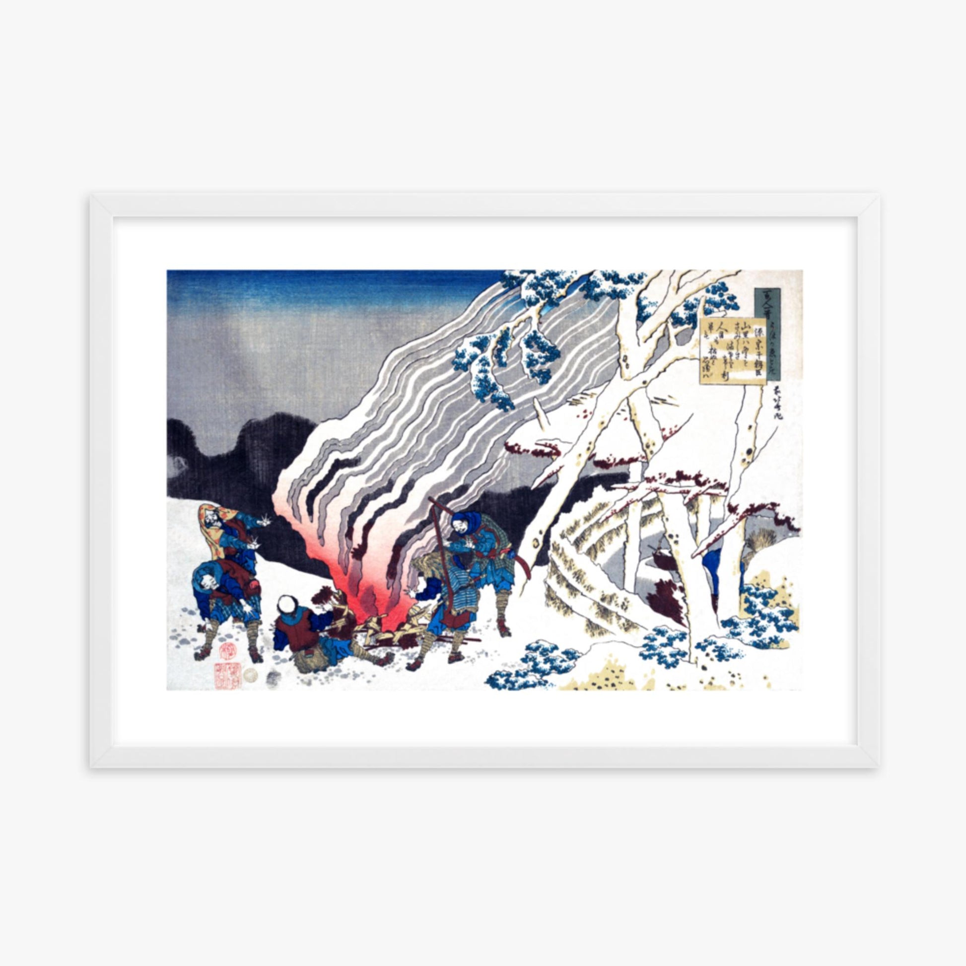 Katsushika Hokusai - Poem by Minamoto no Muneyuki Ason 50x70 cm Poster With White Frame