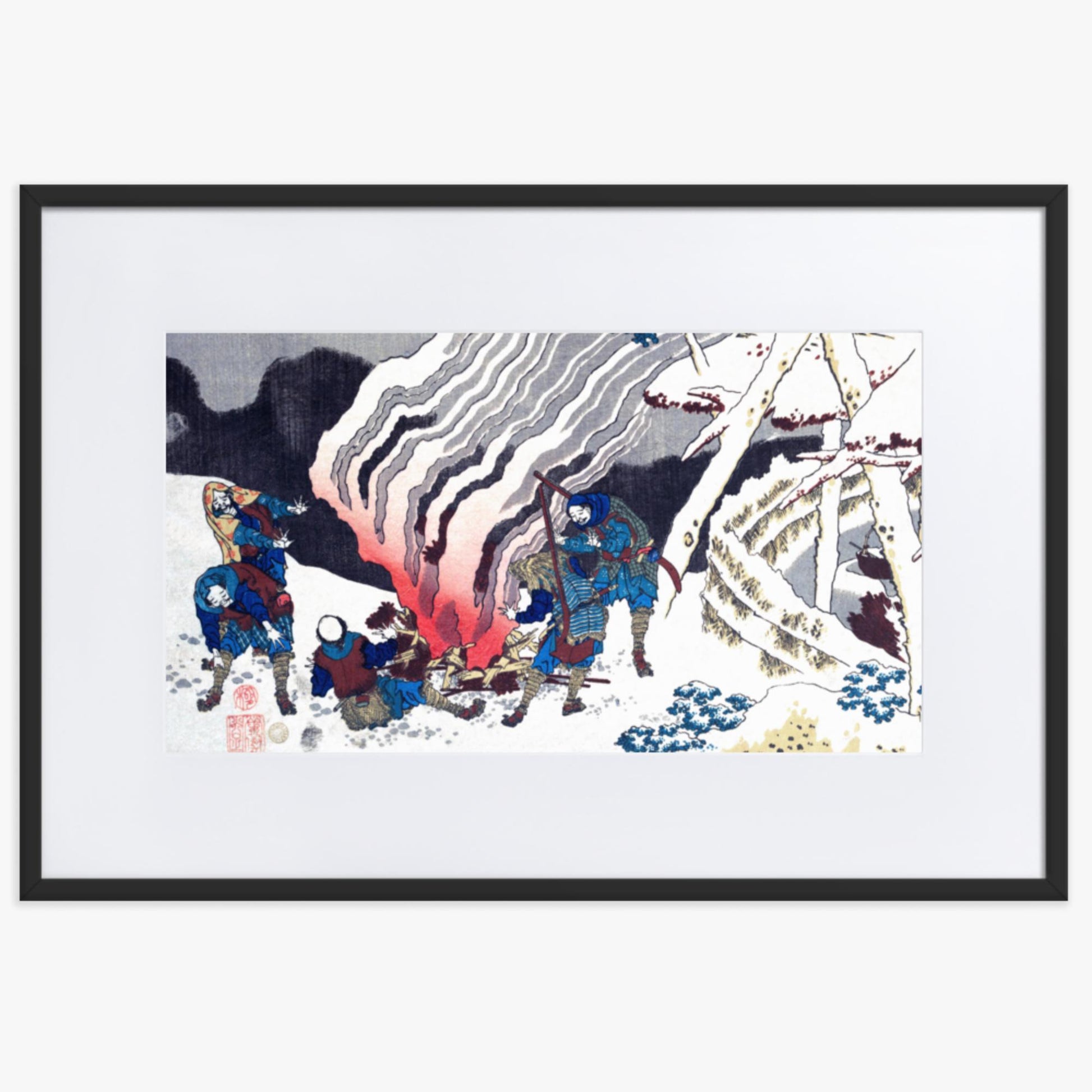 Katsushika Hokusai - Poem by Minamoto no Muneyuki Ason 61x91 cm Poster With Black Frame