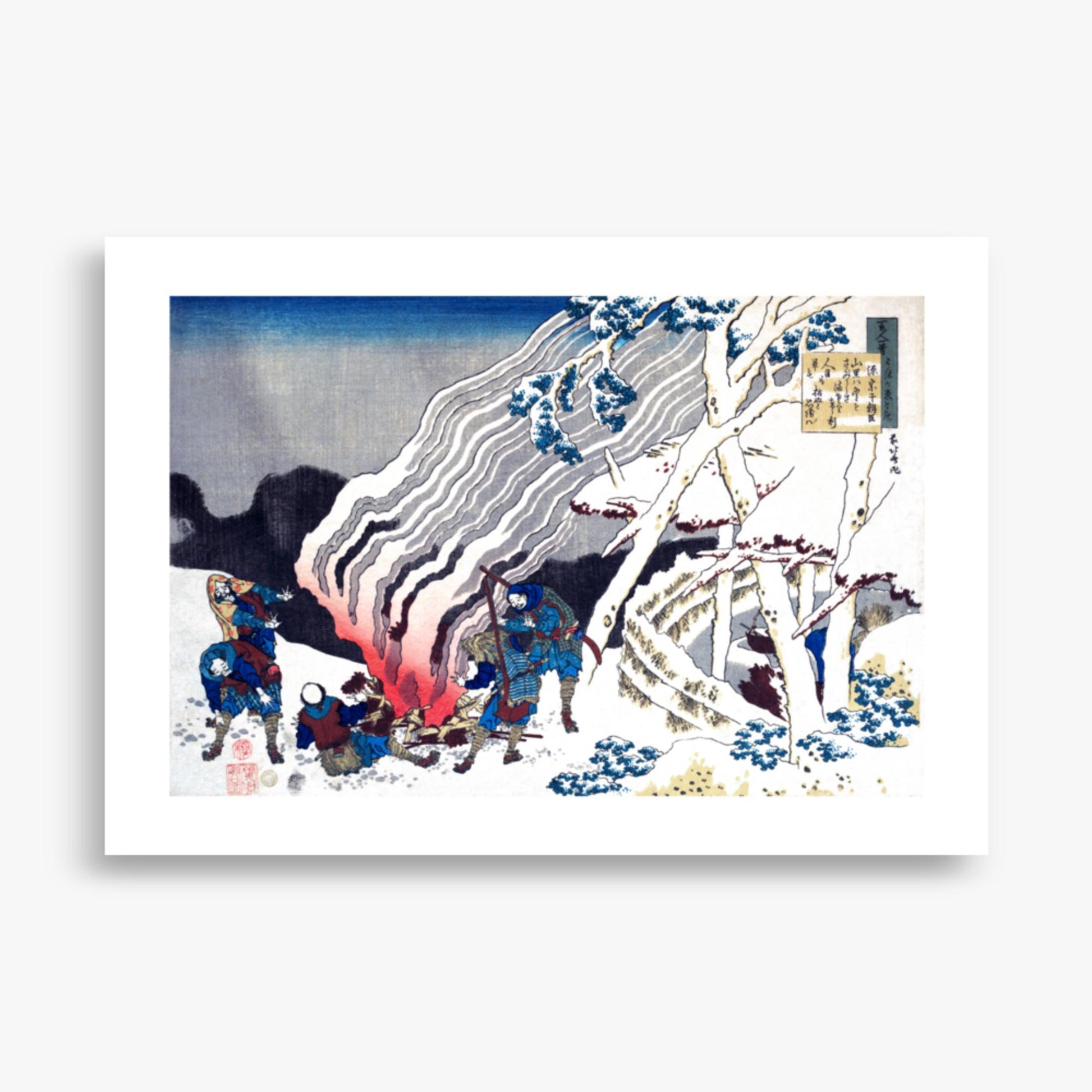 Katsushika Hokusai - Poem by Minamoto no Muneyuki Ason 70x100 cm Poster