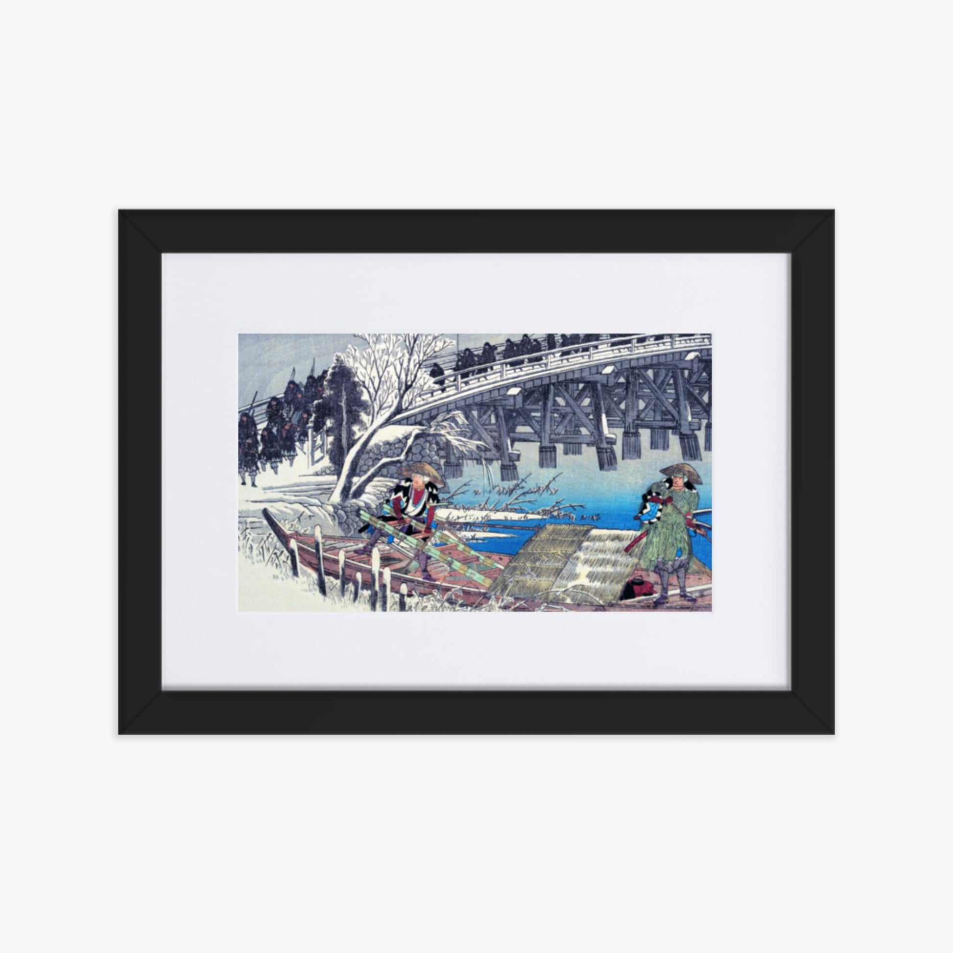 Utagawa Hiroshige - Scene I in Act XI of Chushingura 21x30 cm Poster With Black Frame