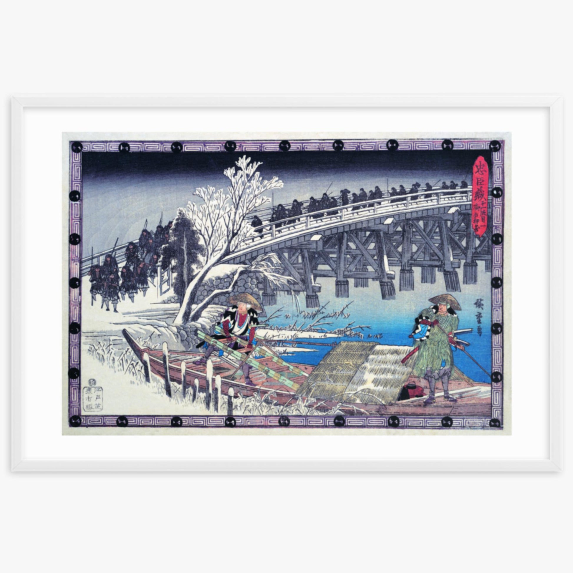 Utagawa Hiroshige - Scene I in Act XI of Chushingura 61x91 cm Poster With White Frame