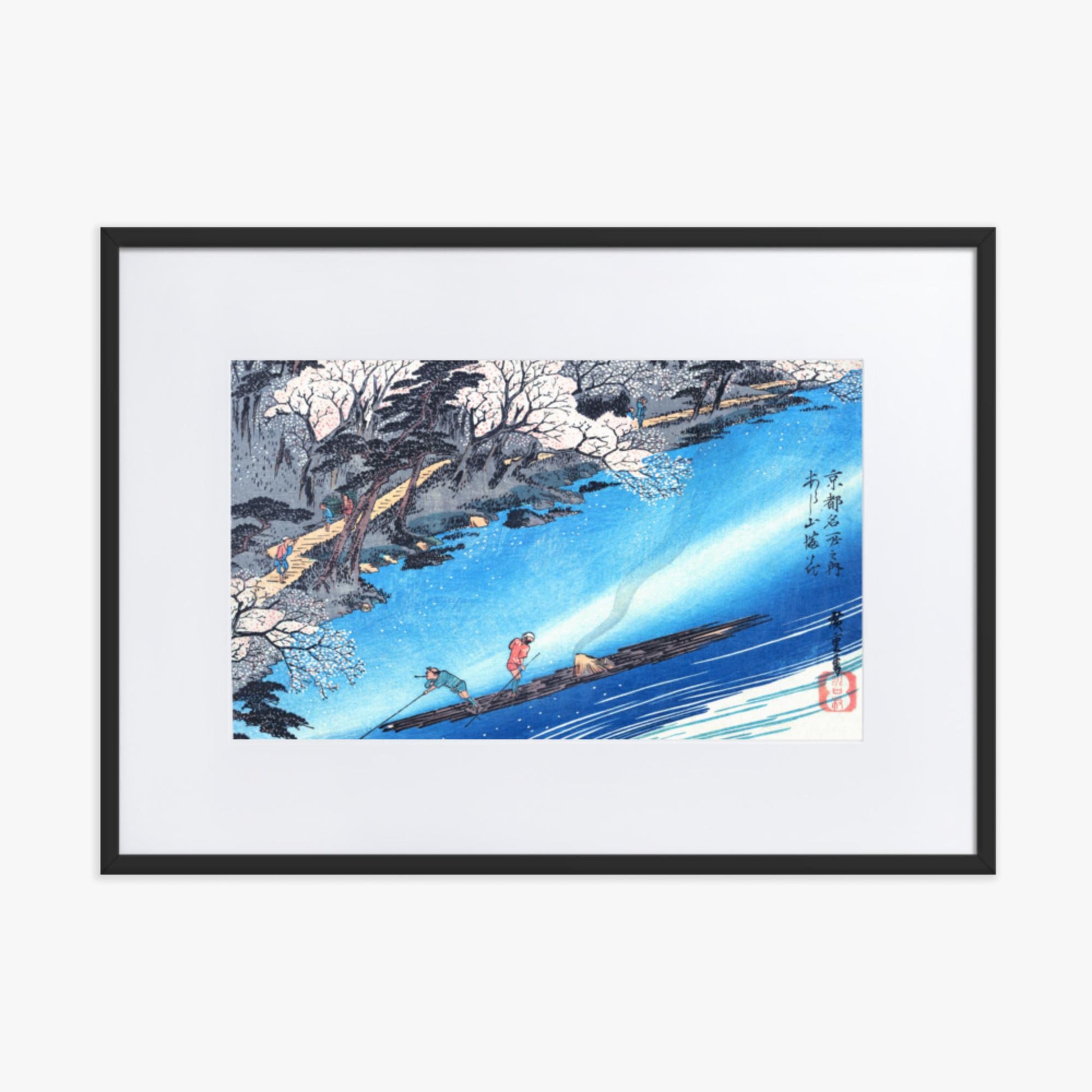 Utagawa Hiroshige - Arashiyama Manka 50x70 cm Poster With Black Frame