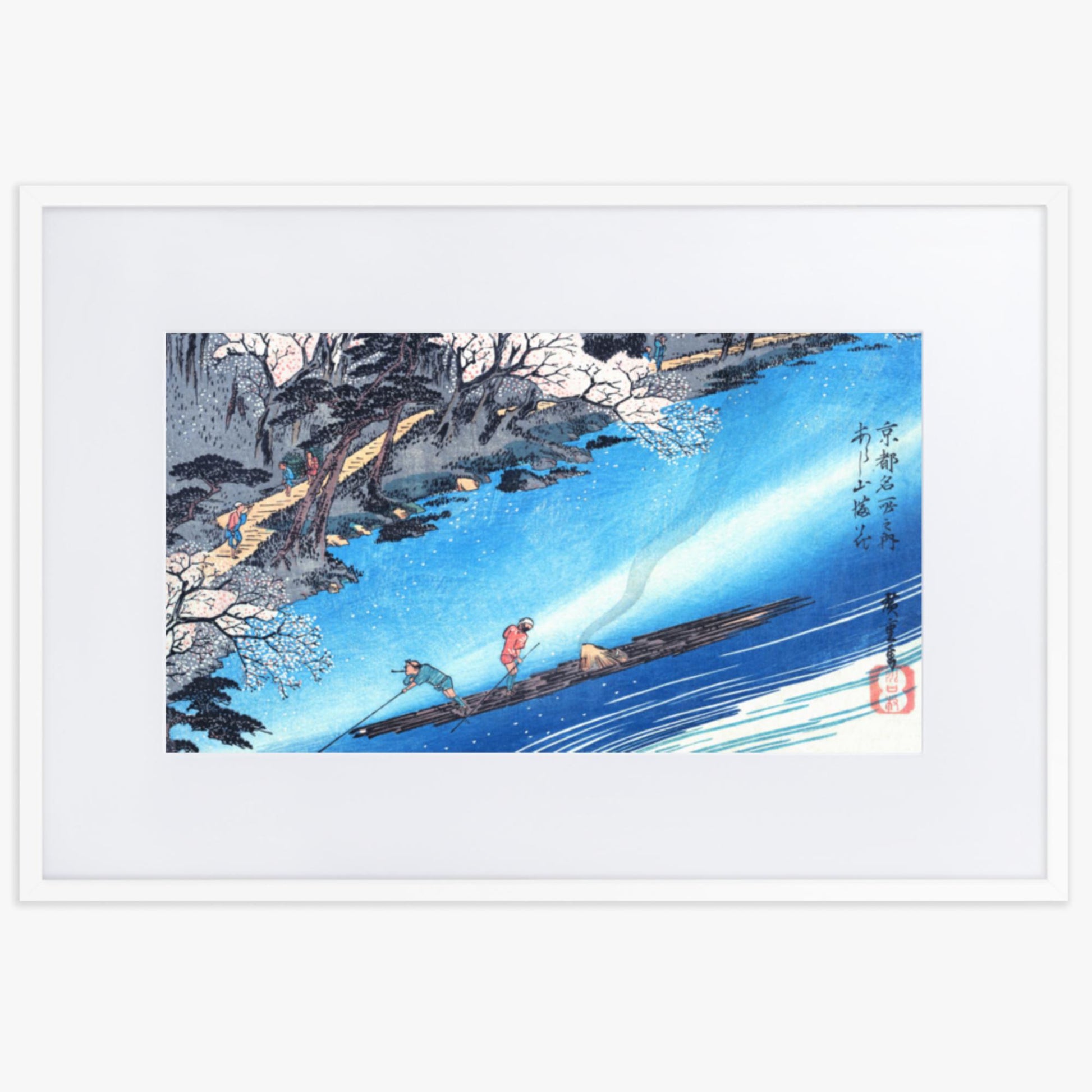 Utagawa Hiroshige - Arashiyama Manka 61x91 cm Poster With White Frame