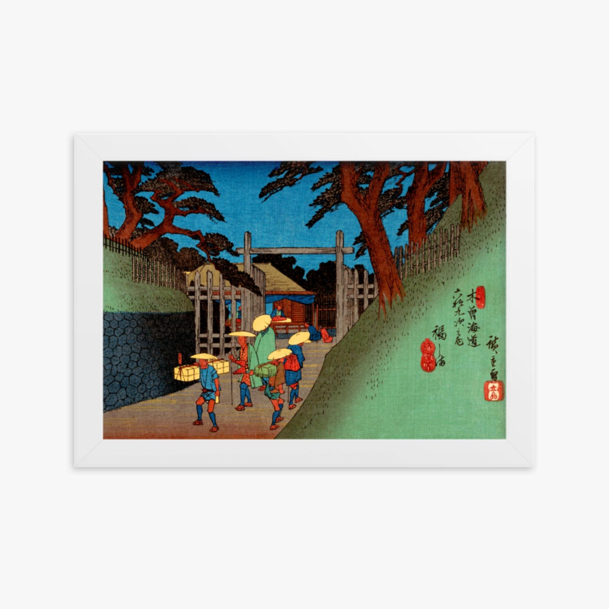 Utagawa Hiroshige - Fukushima Station 21x30 cm Poster With White Frame