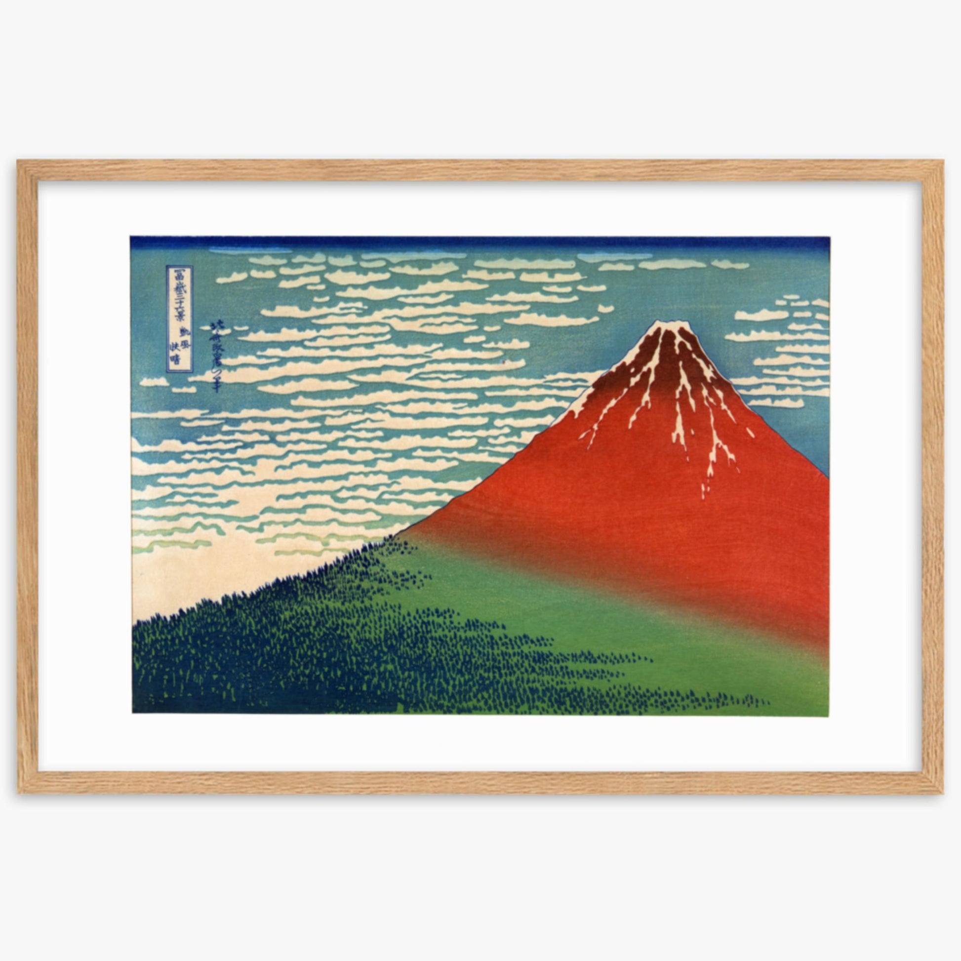 Katsushika Hokusai - Fine Wind, Clear Morning 61x91 cm Poster With Oak Frame