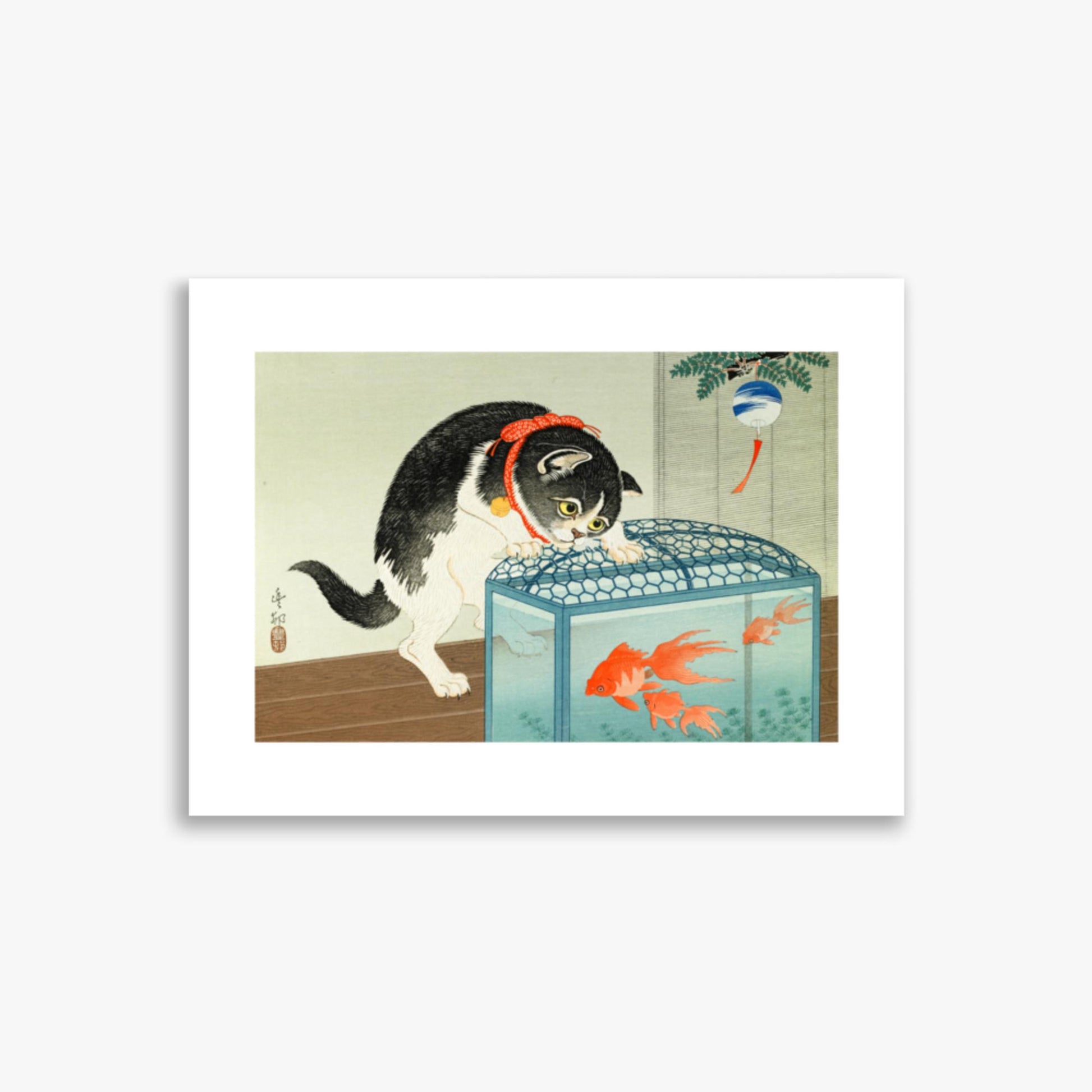 Ohara Koson: Cat and Goldfish - 30x40 cm Poster