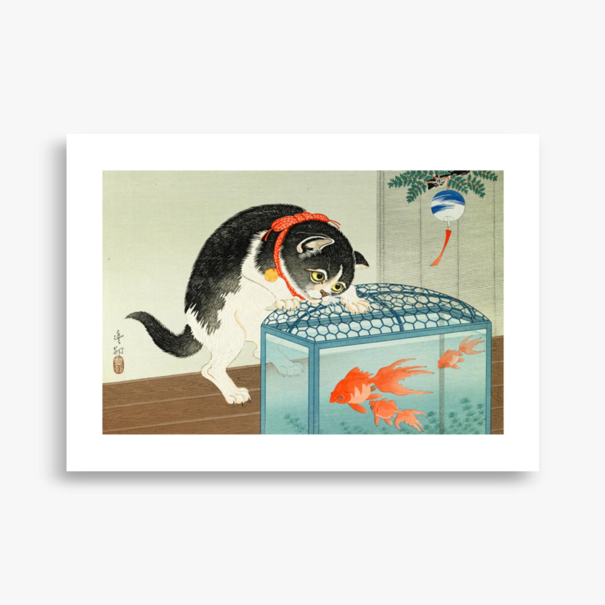 Ohara Koson: Cat and Goldfish - 50x70 cm Poster