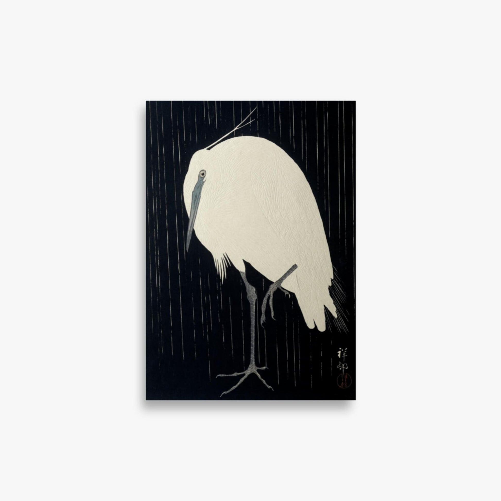 Ohara Koson: Egret in the Rain - 21x30 cm Poster