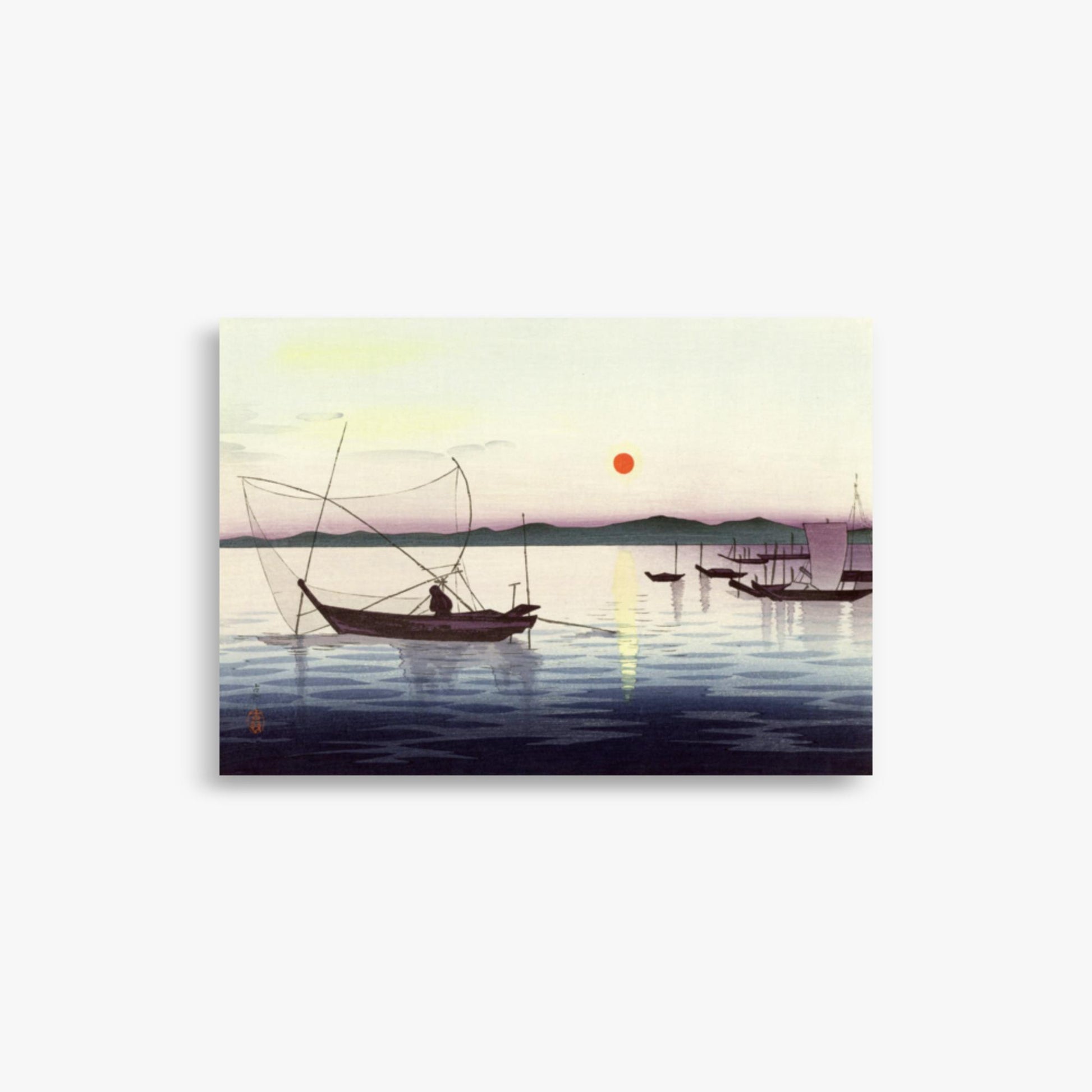 Ohara Koson: Fishing boats at sunset - 21x30 cm Poster