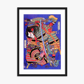 Katsushika Hokusai: Kengoro warrior - 50x70 cm Poster With Black Frame