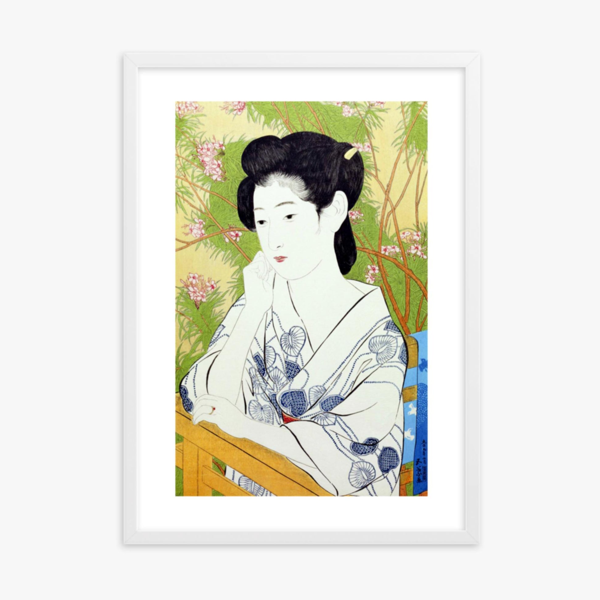 Goyō Hashiguchi: At a hot springs inn - 50x70 cm Poster With White Frame