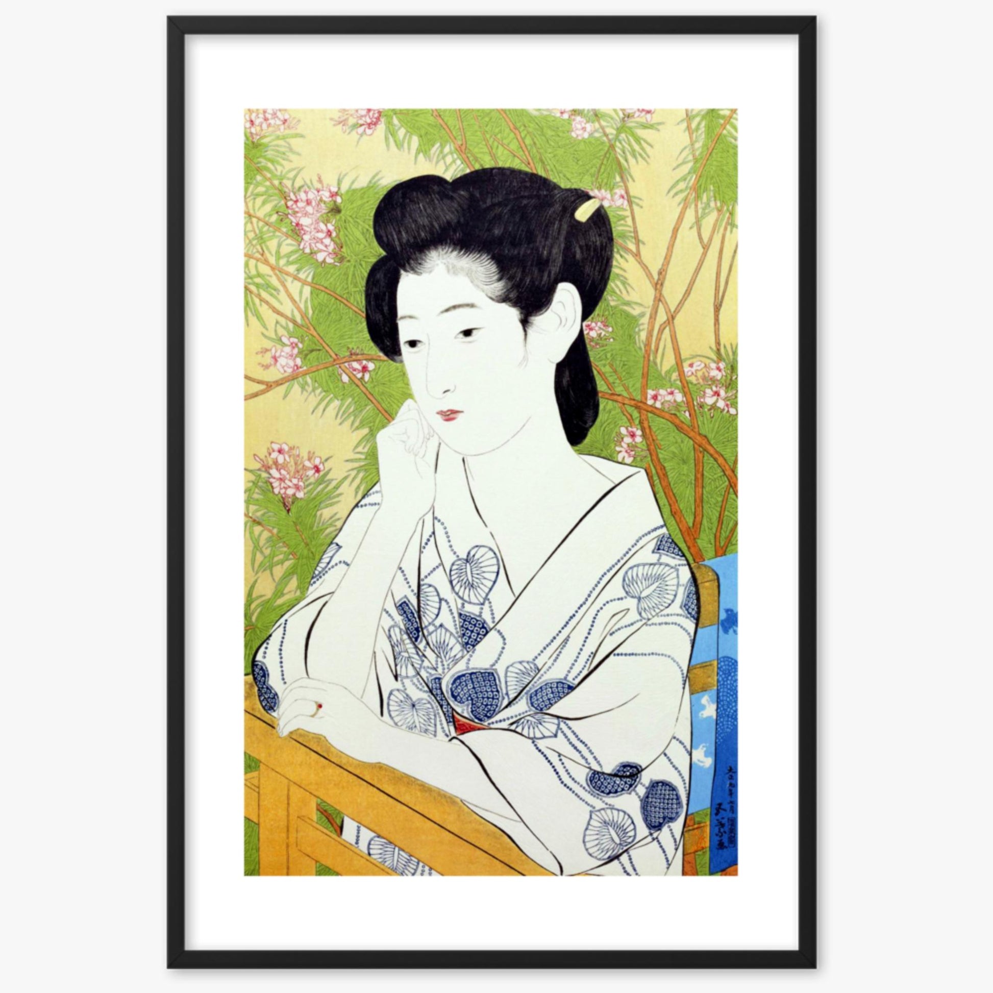 Goyō Hashiguchi: At a hot springs inn - 61x91 cm Poster With Black Frame