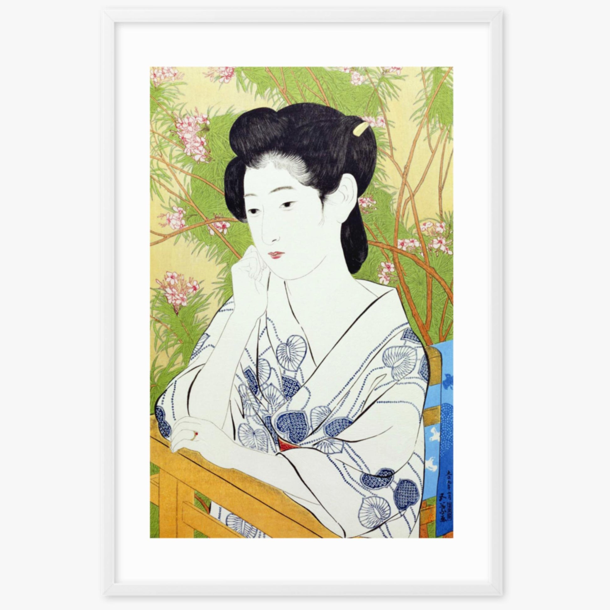 Goyō Hashiguchi: At a hot springs inn - 61x91 cm Poster With White Frame