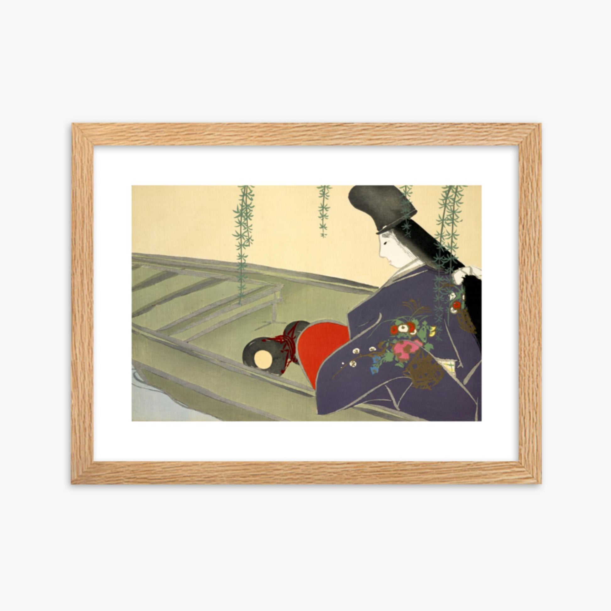 Kamisaka Sekka: Asazuma-bune, from Momoyo-gusa - 30x40 cm Poster With Oak Frame