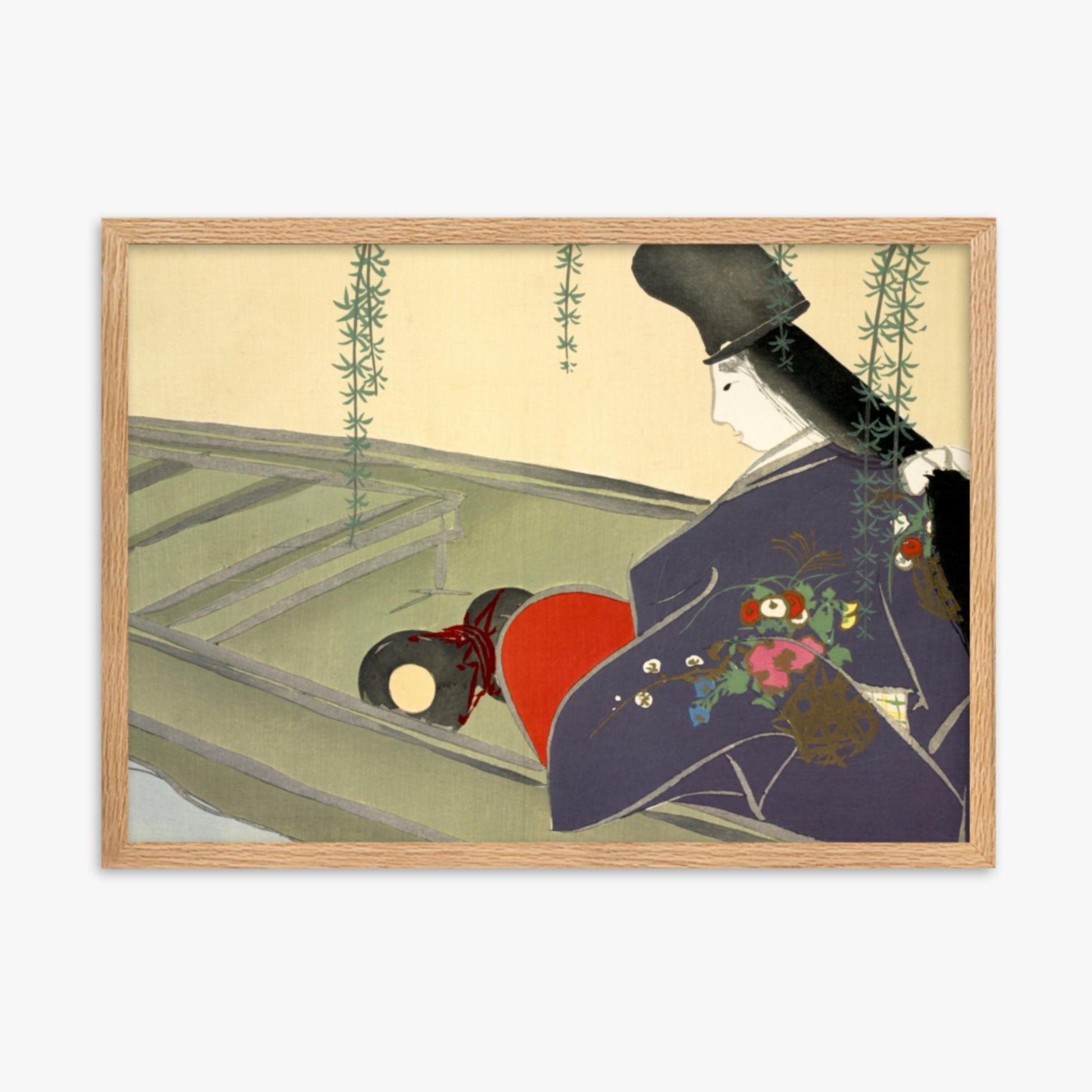 Kamisaka Sekka: Asazuma-bune, from Momoyo-gusa - 50x70 cm Poster With Oak Frame