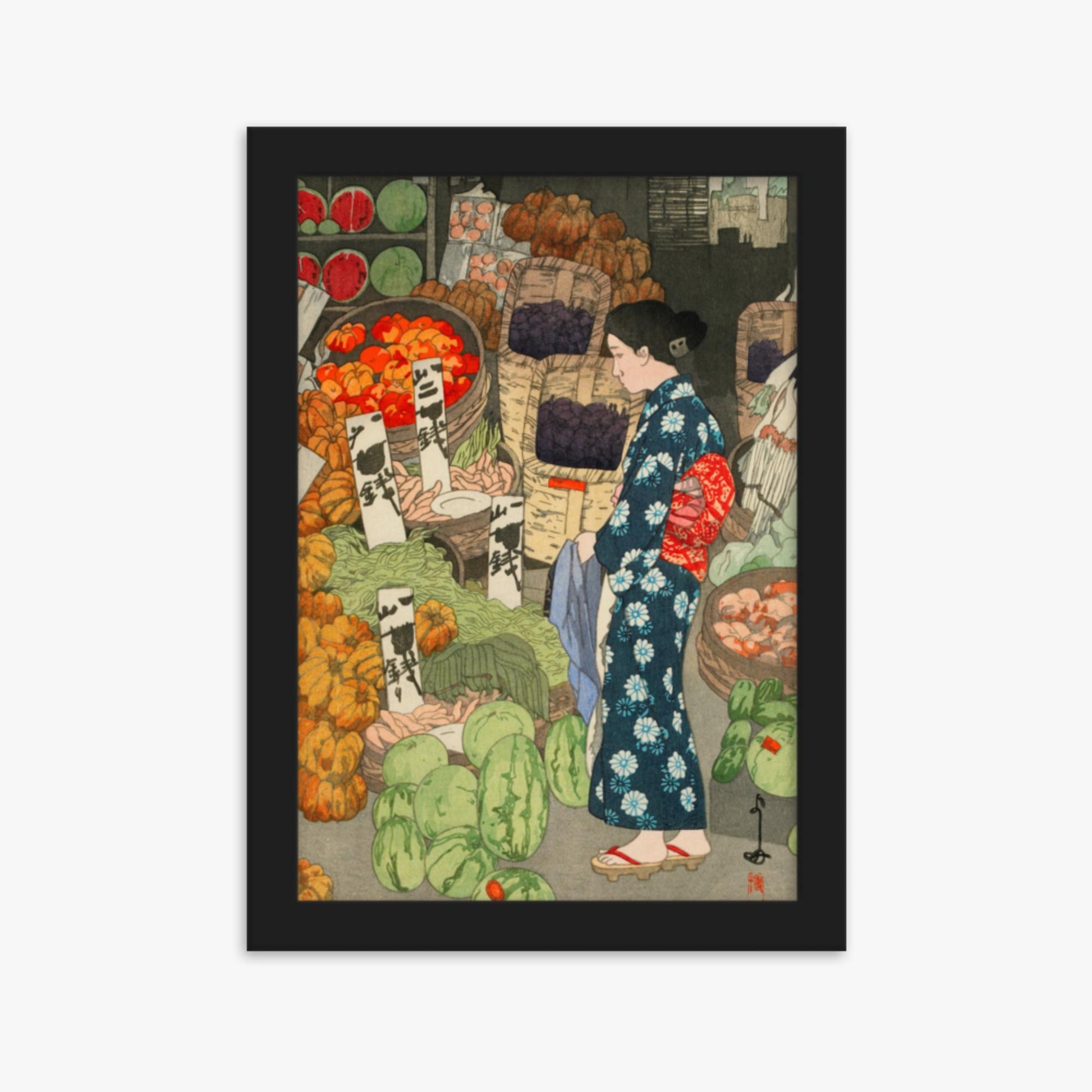 Hiroshi Yoshida: Honest Grocery - 21x30 cm Poster With Black Frame