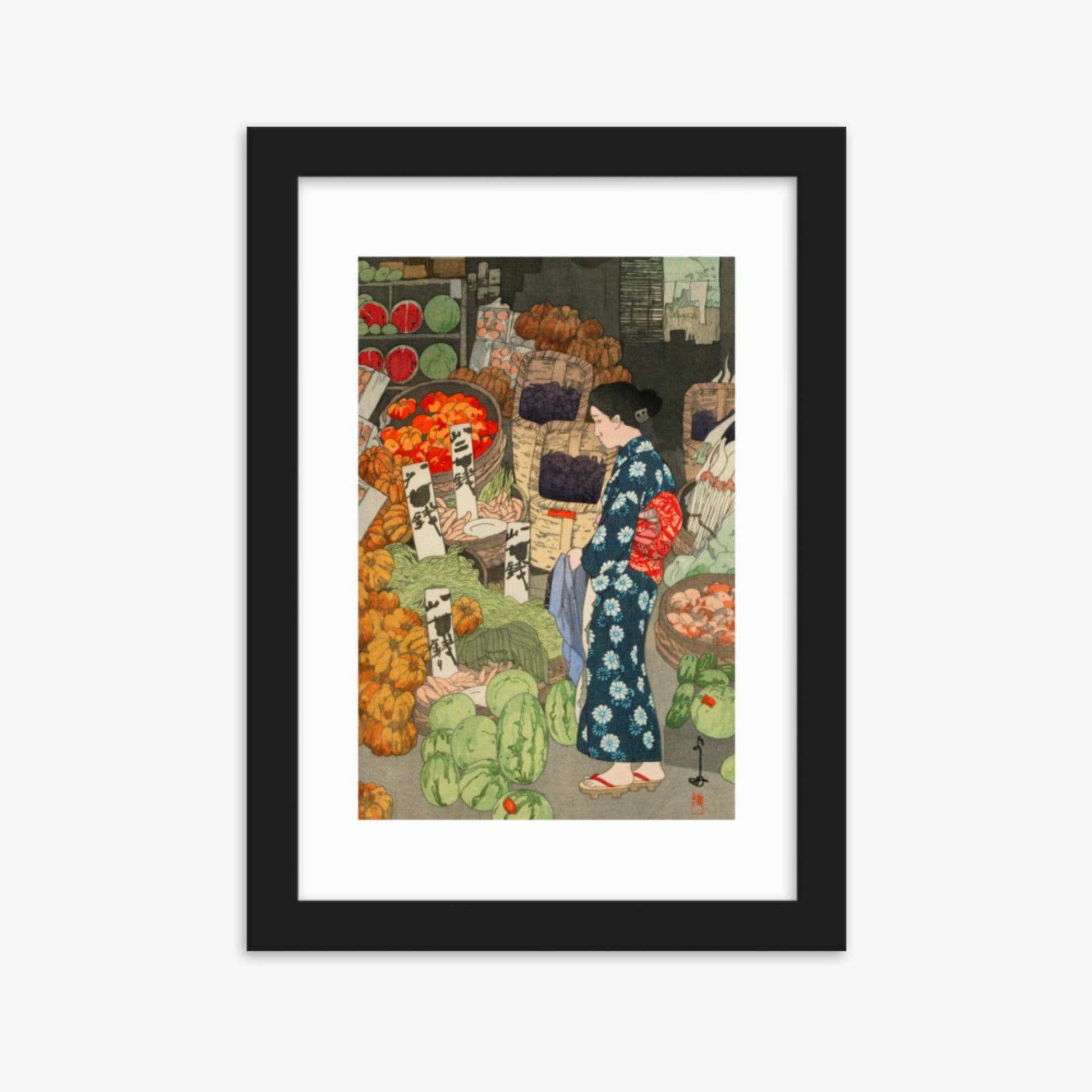 Hiroshi Yoshida: Honest Grocery - 21x30 cm Poster With Black Frame