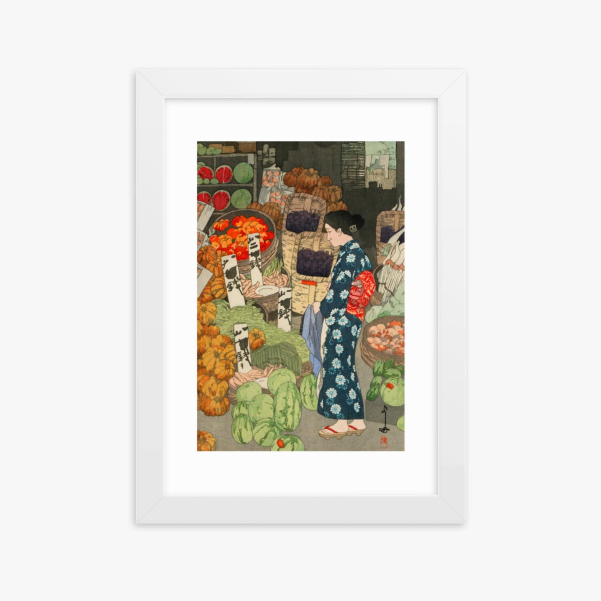 Hiroshi Yoshida: Honest Grocery - 21x30 cm Poster With White Frame