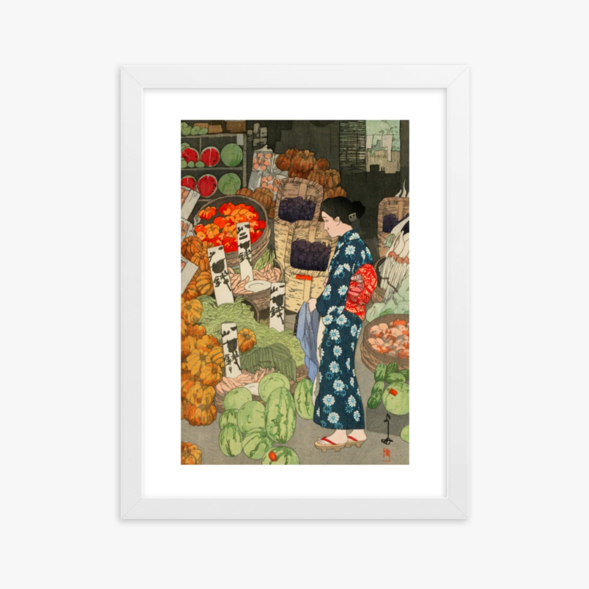 Hiroshi Yoshida: Honest Grocery - 30x40 cm Poster With White Frame