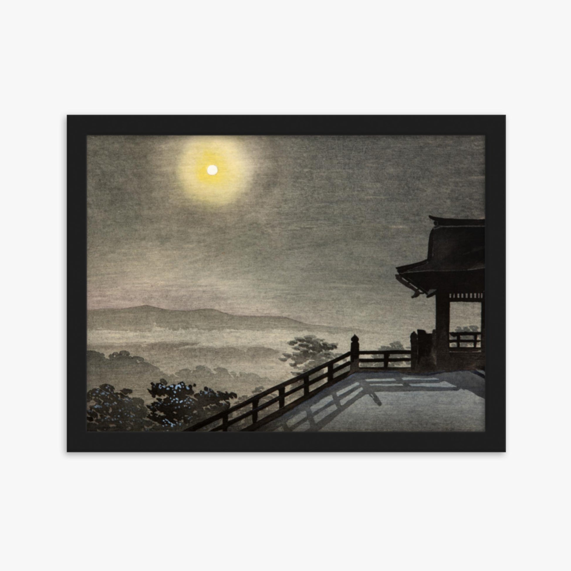 Kobayashi Kiyochika: Cool Moon Evening at Kiyomizudo in the Eastern Capital - 30x40 cm Poster With Black Frame