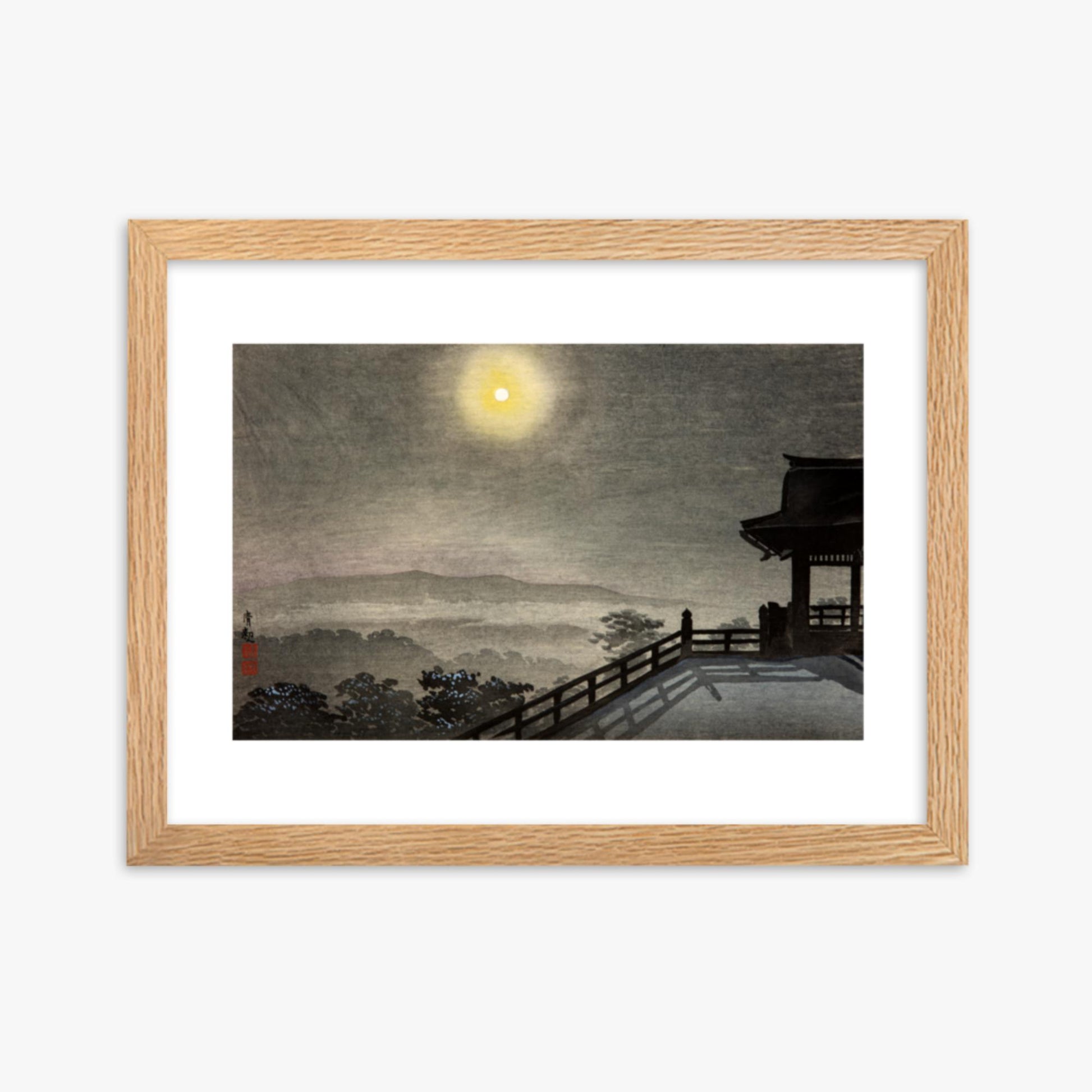 Kobayashi Kiyochika: Cool Moon Evening at Kiyomizudo in the Eastern Capital - 30x40 cm Poster With Oak Frame