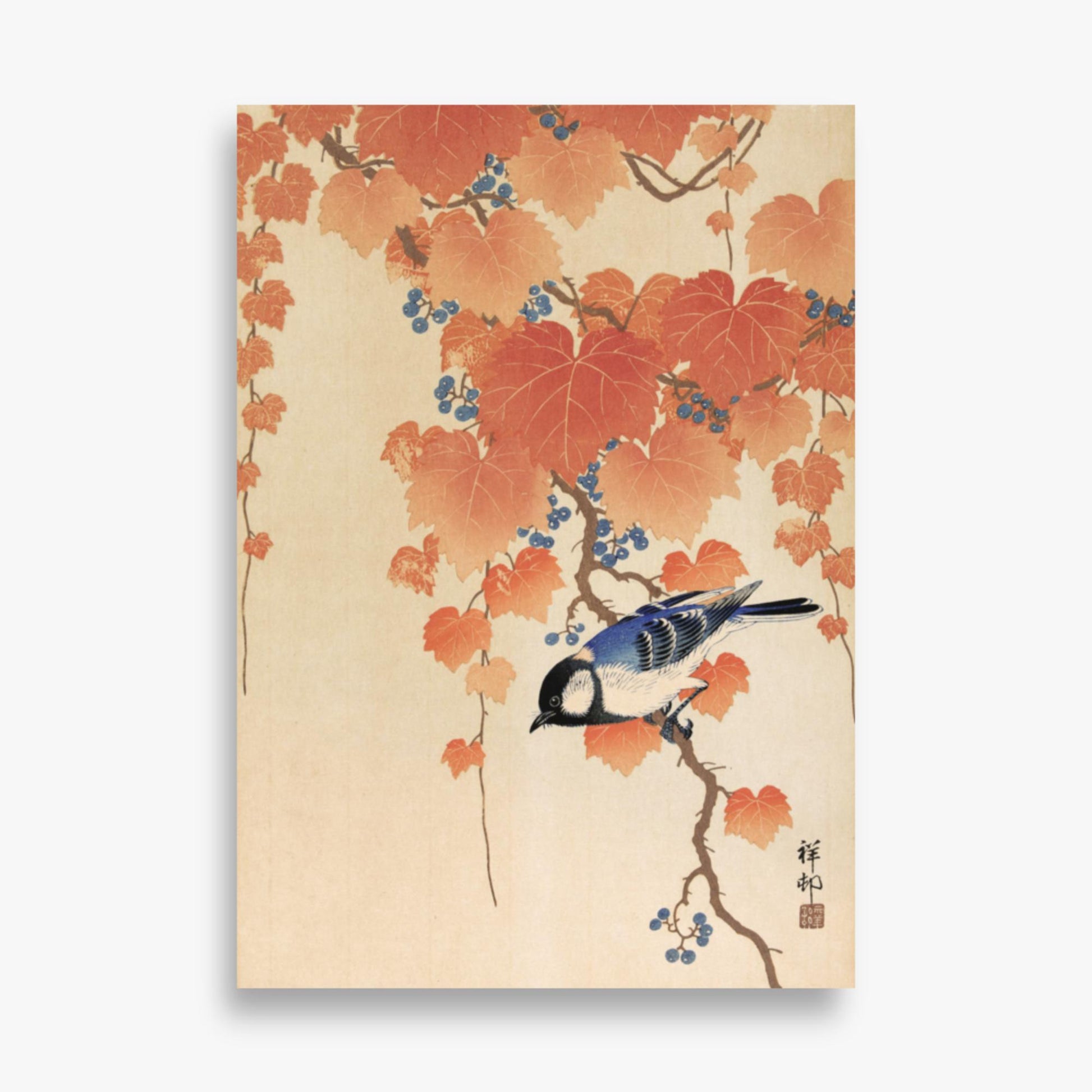 Ohara Koson - Great tit on paulownia branch 70x100 cm Poster