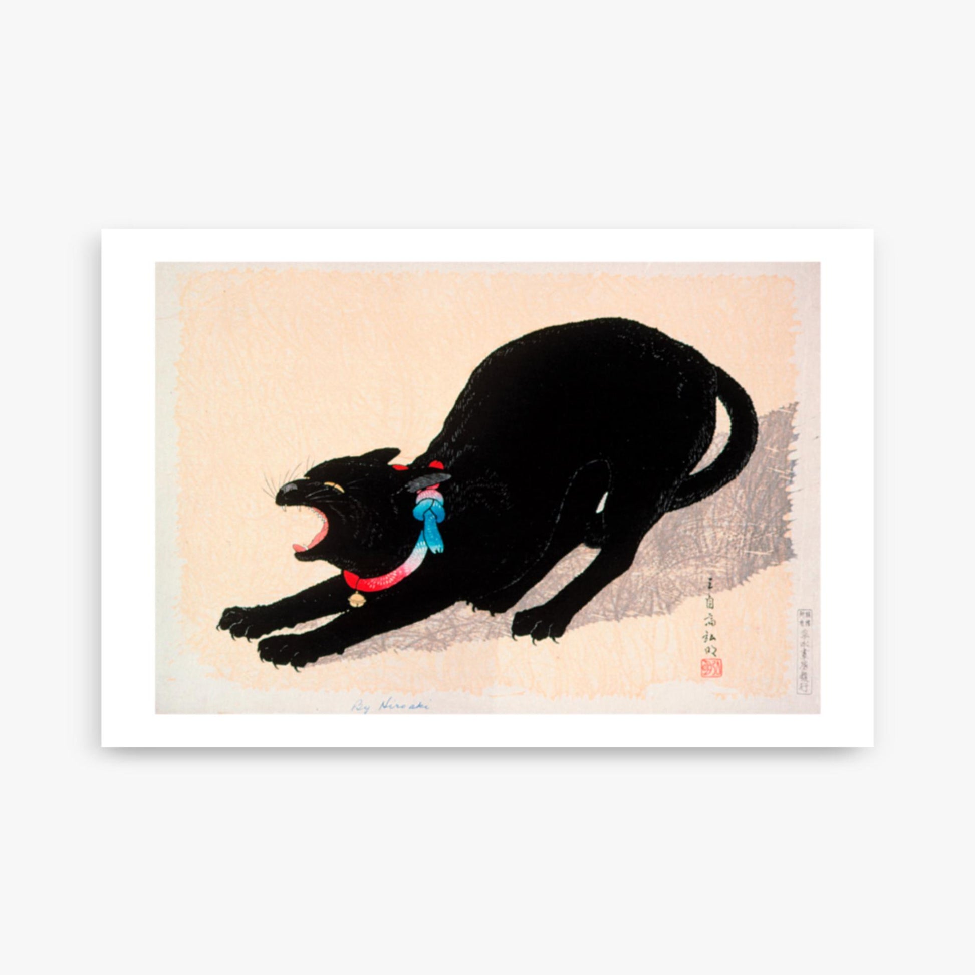 Takahashi Hiroaki (Shōtei) - Black Cat Hissing 61x91 cm Poster